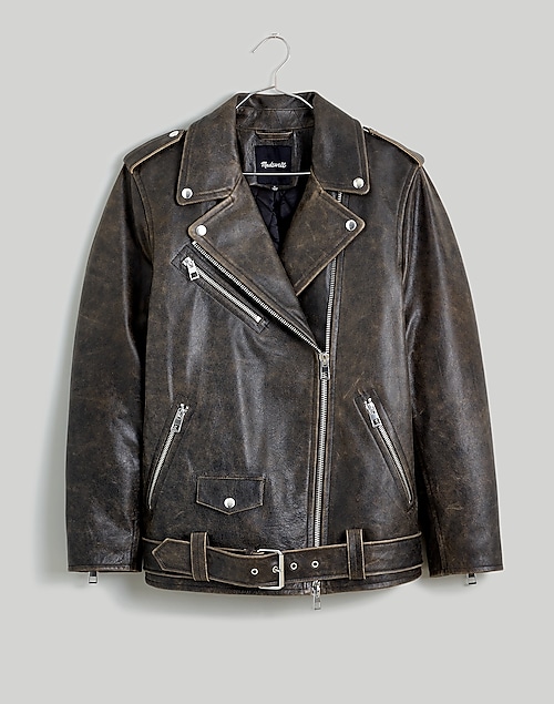 The Jacket Maker Distressed Leather Fur Coat