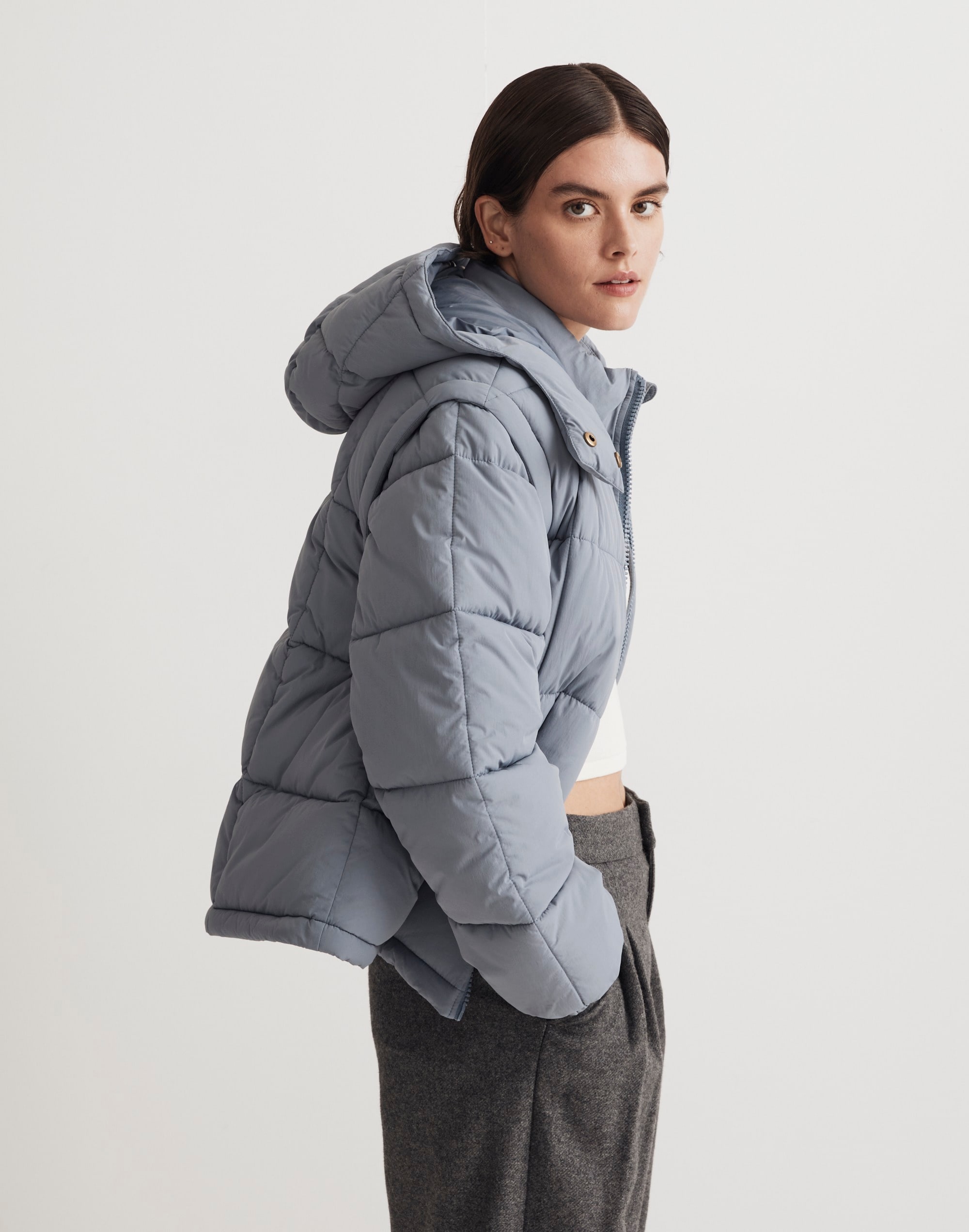 Modular Quilted Crop Puffer Jacket