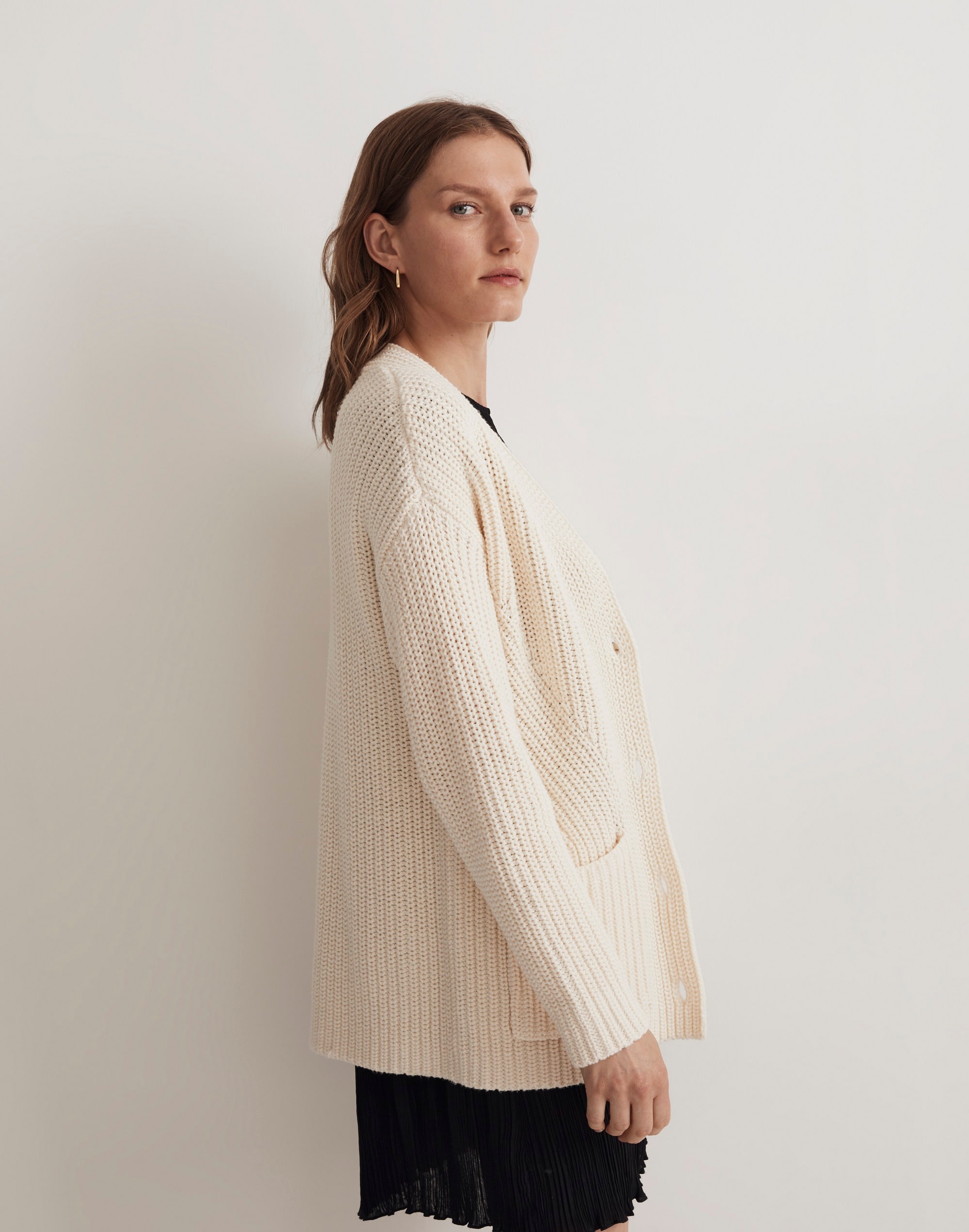 Textural-Stitch V-Neck Cardigan Sweater | Madewell