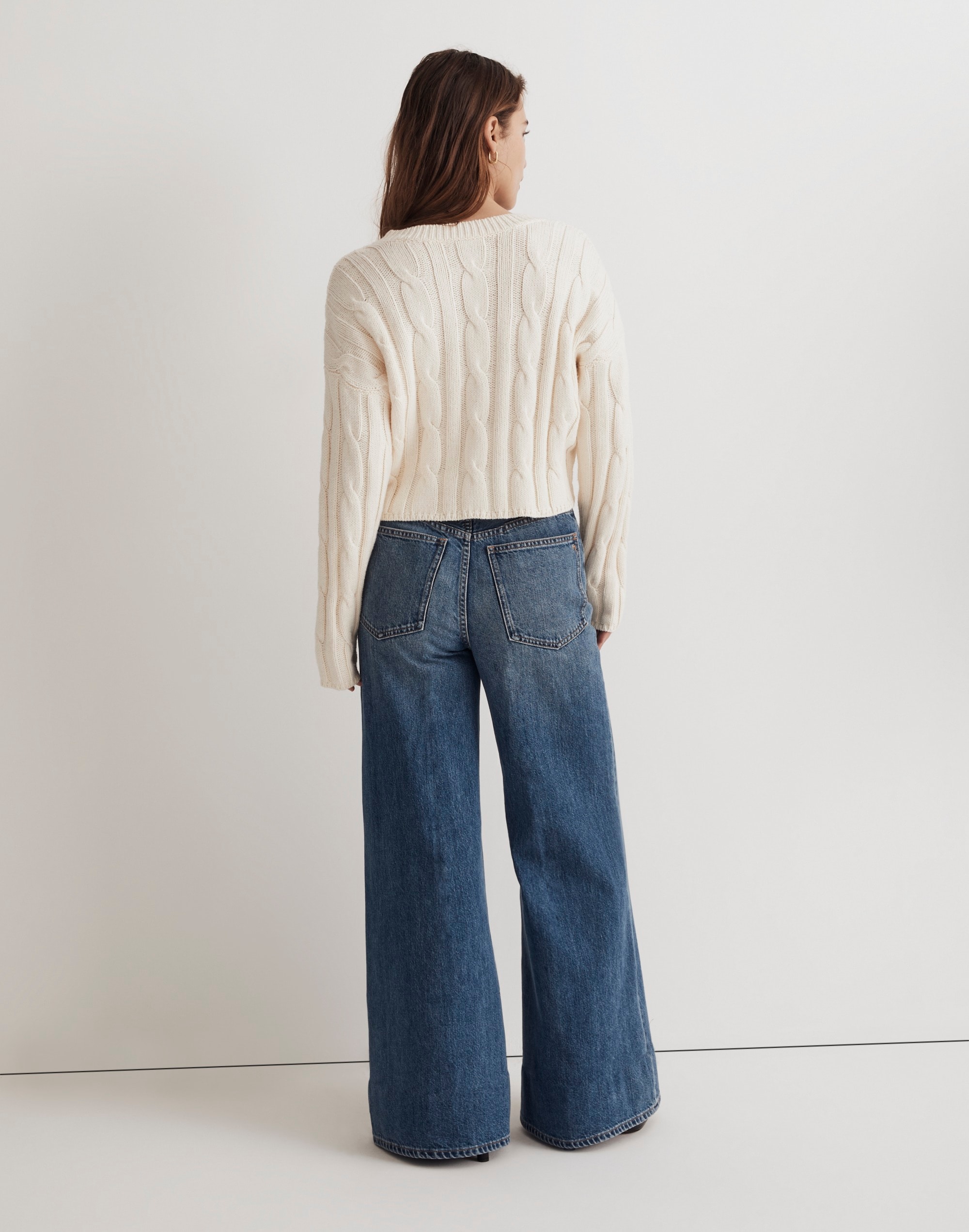 Cable-Knit V-Neck Crop Sweater | Madewell