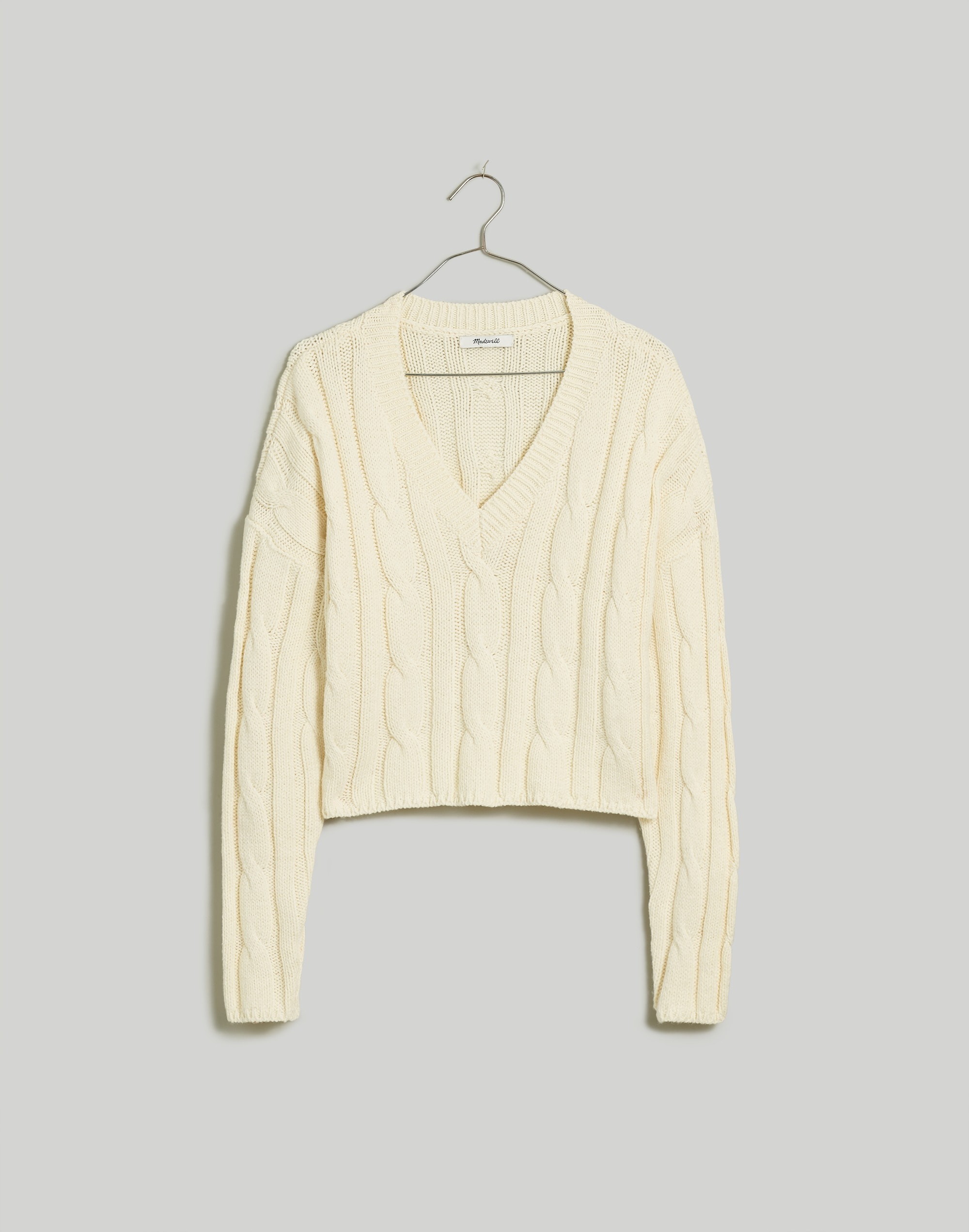 Cable-Knit V-Neck Crop Sweater | Madewell