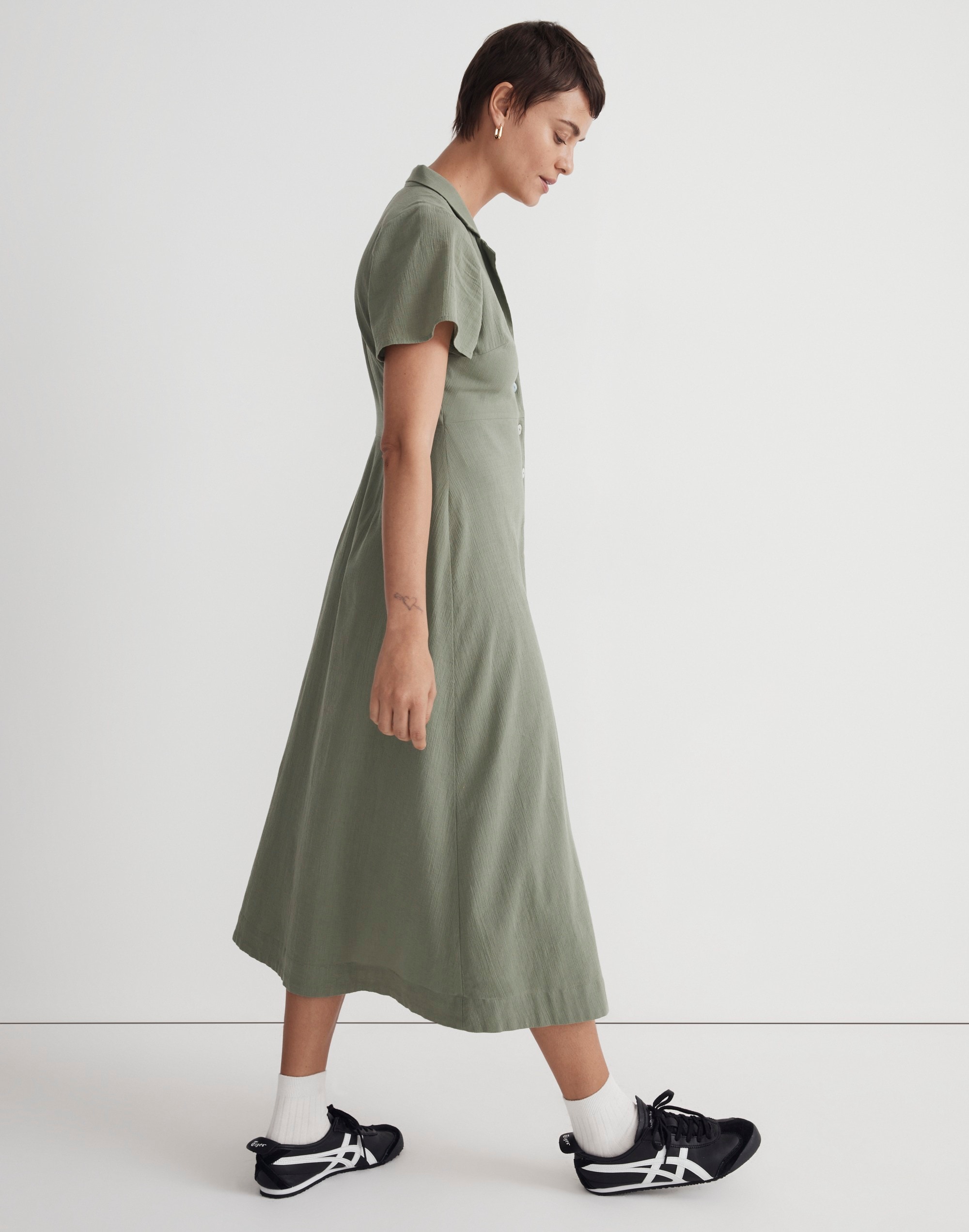 Crinkle Cotton Button-Front Midi Dress | Madewell