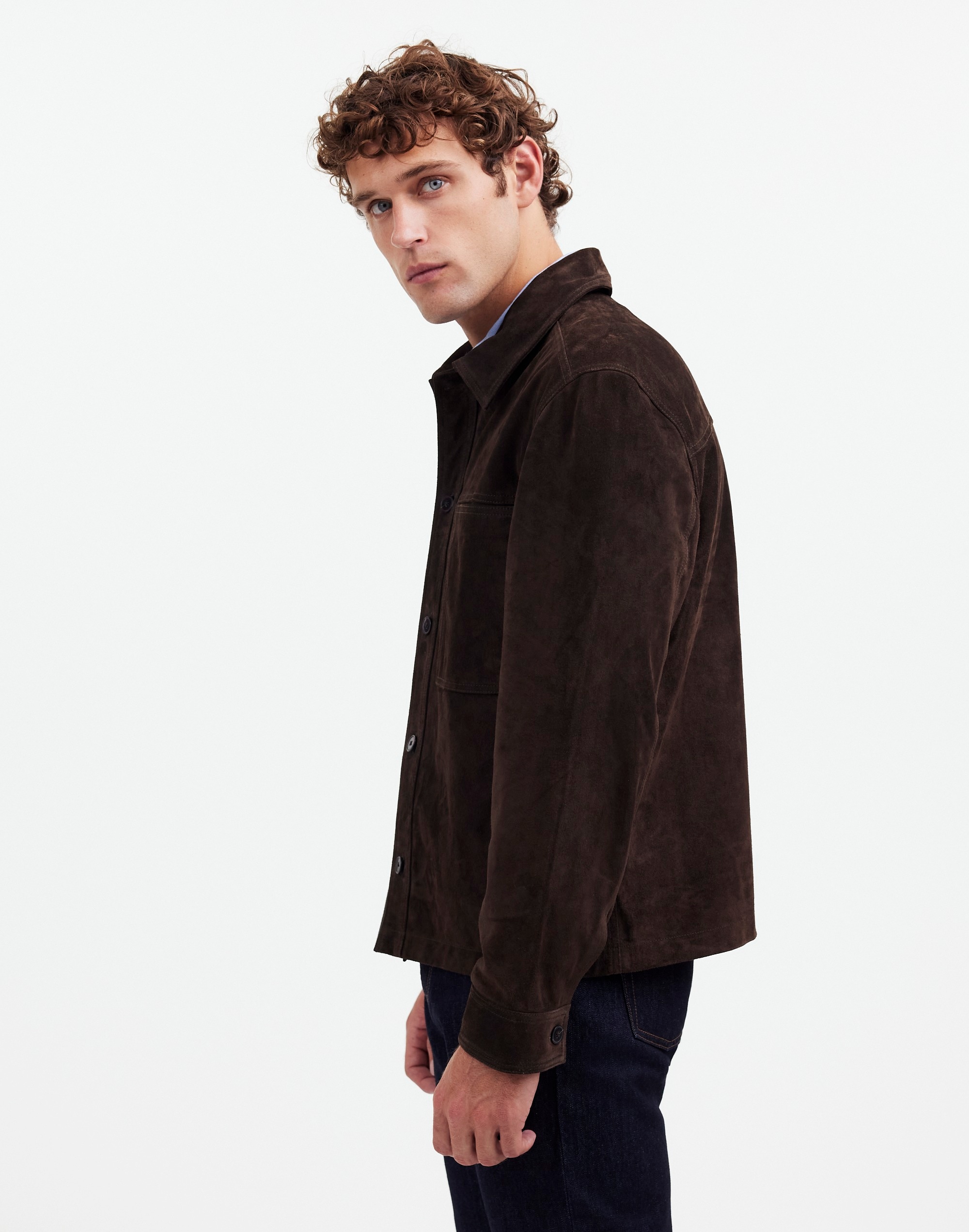 Suede Leather Boxy Shirt-Jacket | Madewell