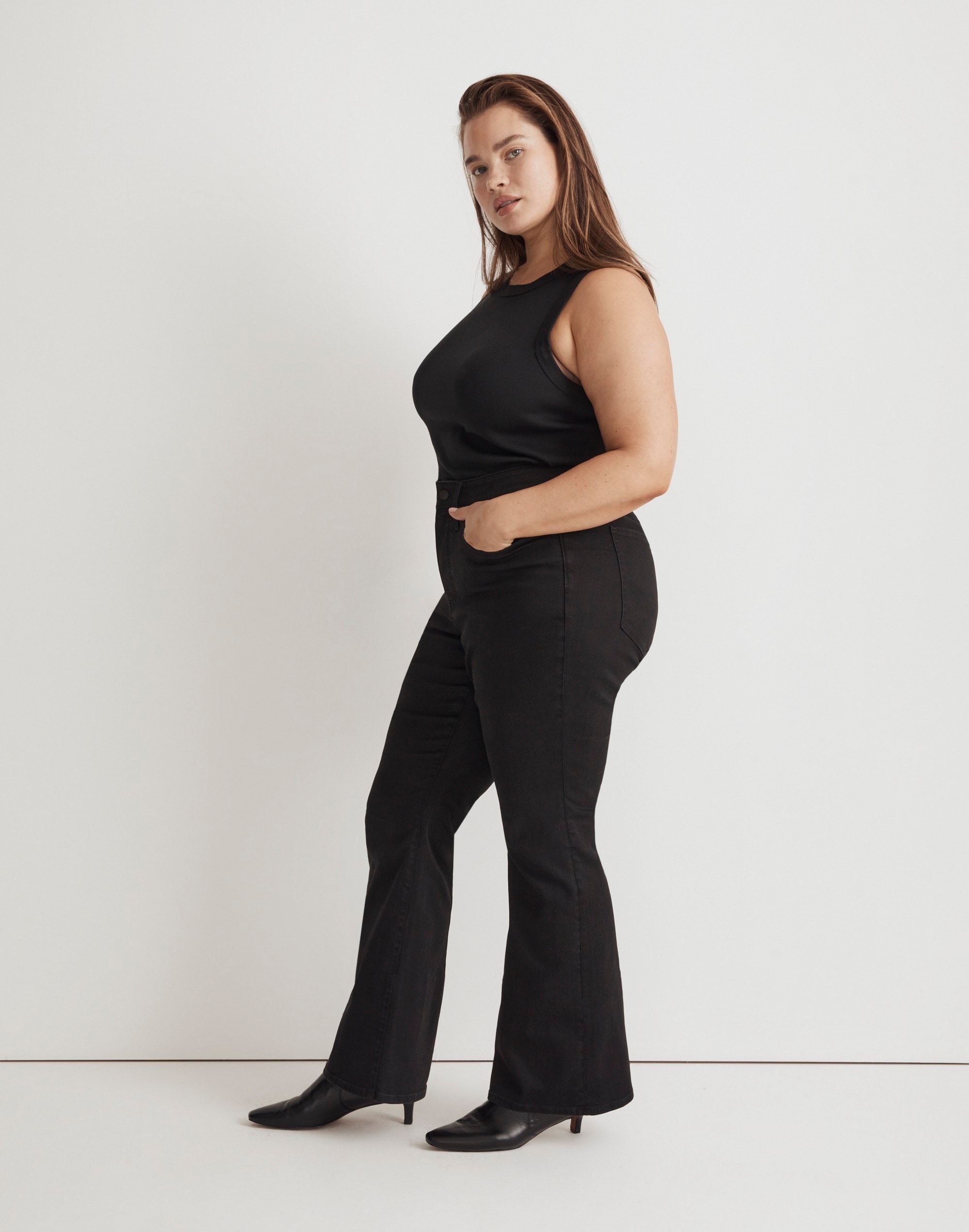 Plus Curvy Skinny Flare Jeans Black Frost Wash | Madewell