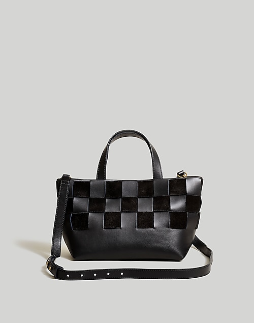 TWENTY FOUR White Checkered Handbags Leather Shoulder Tote bag