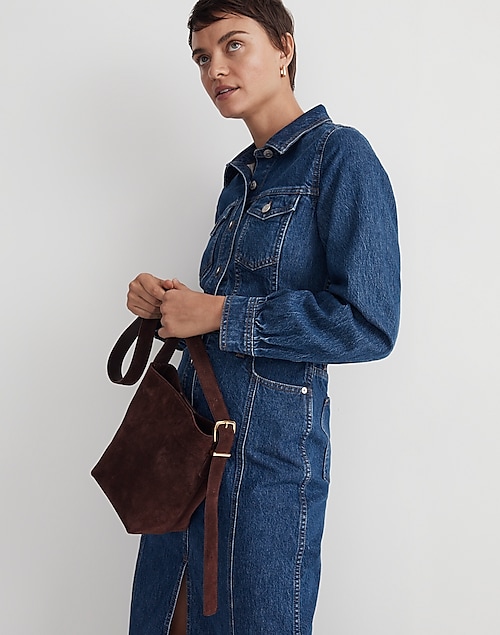 The Essential Mini Bucket Tote in Suede