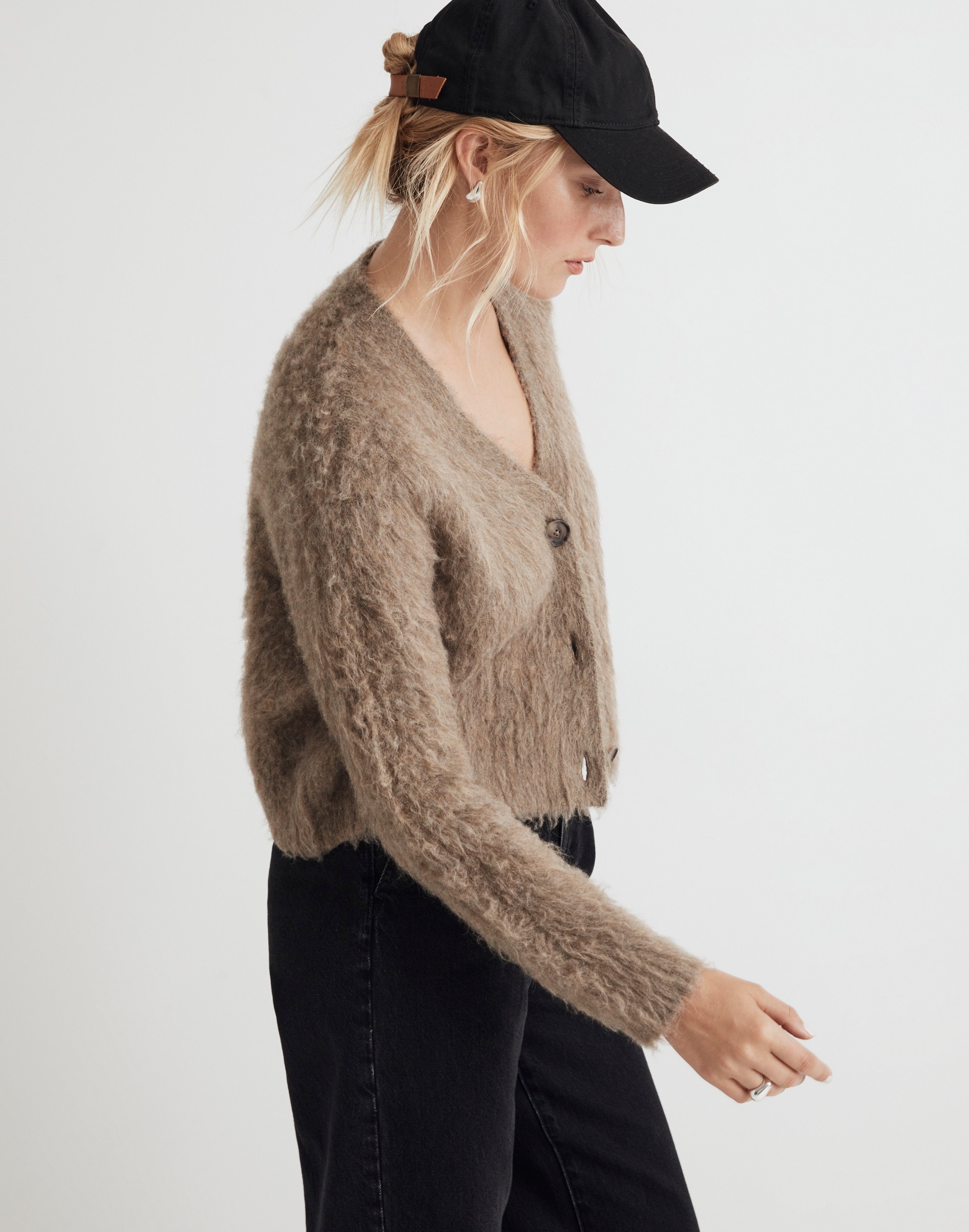 Brushed V-Neck Cardigan Sweater