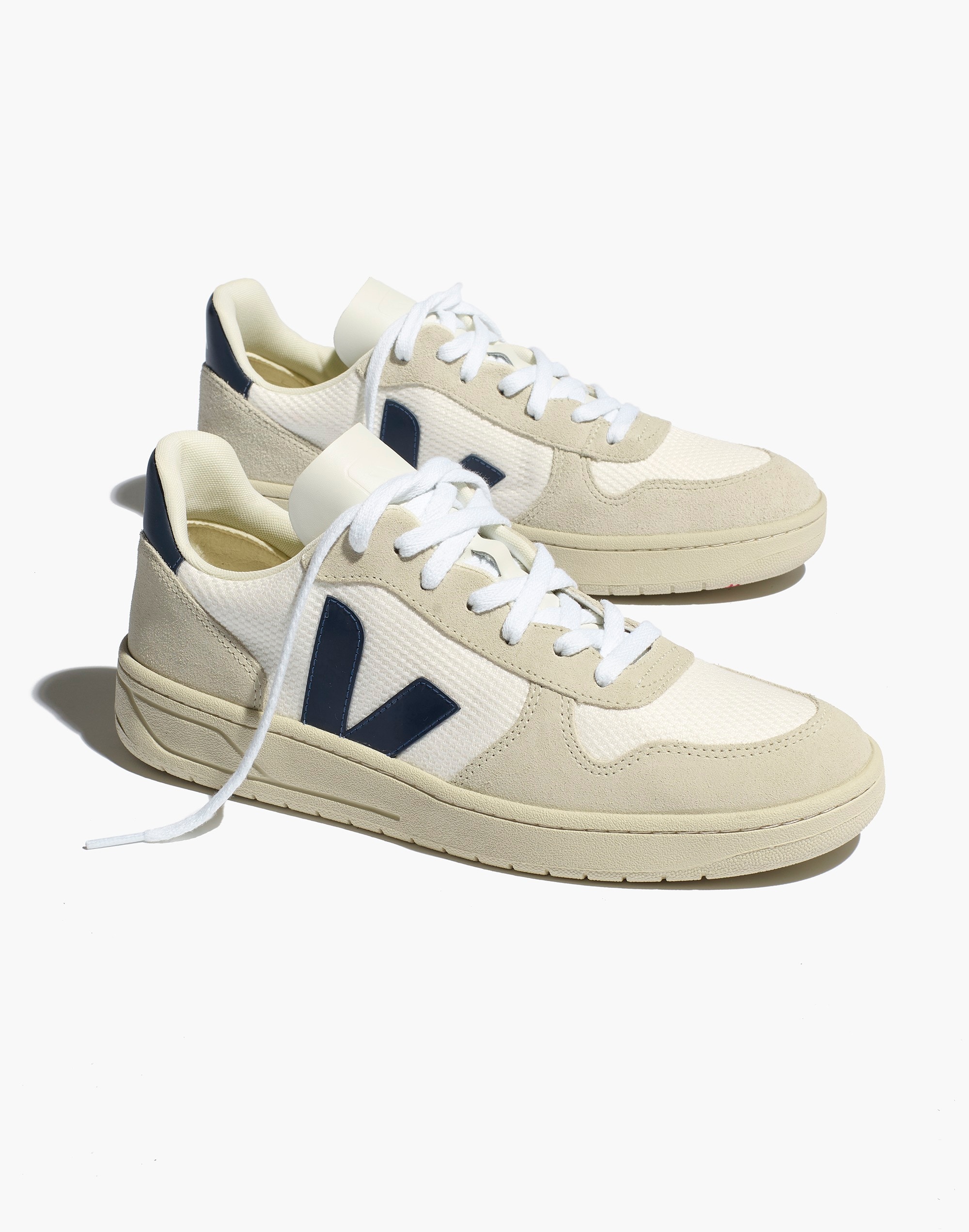 Madewell x Veja™ V-10 Leather Sneakers in Lilac and Neon Orange