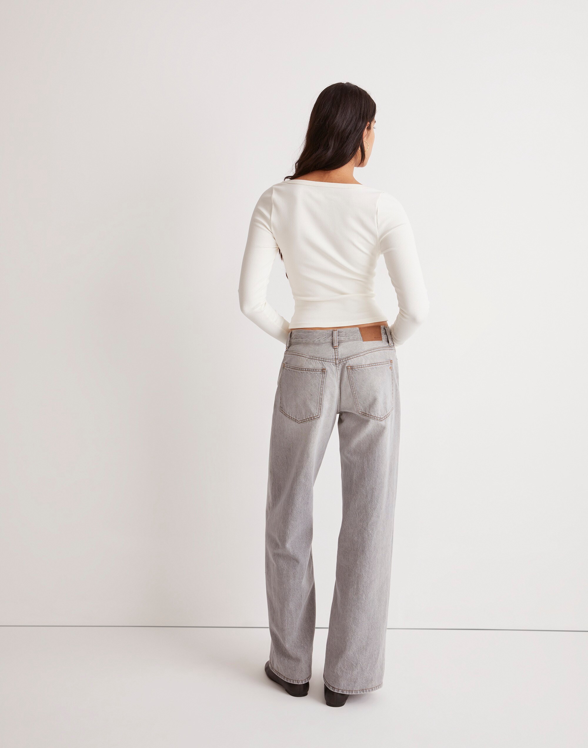 Square-Neck Long-Sleeve Crop Tee Sleekhold | Madewell