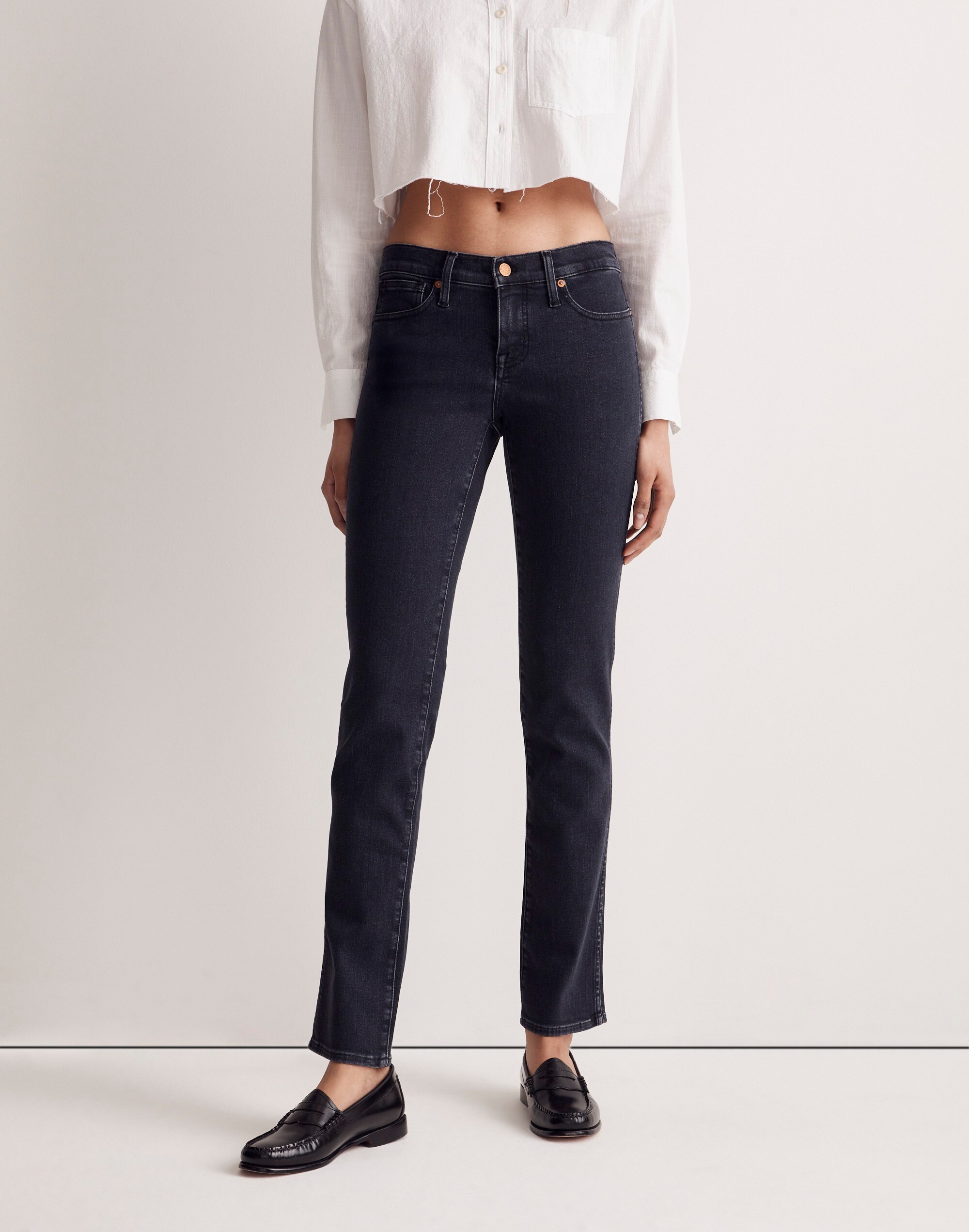 Low-Rise Stovepipe Jeans in Lunar Wash