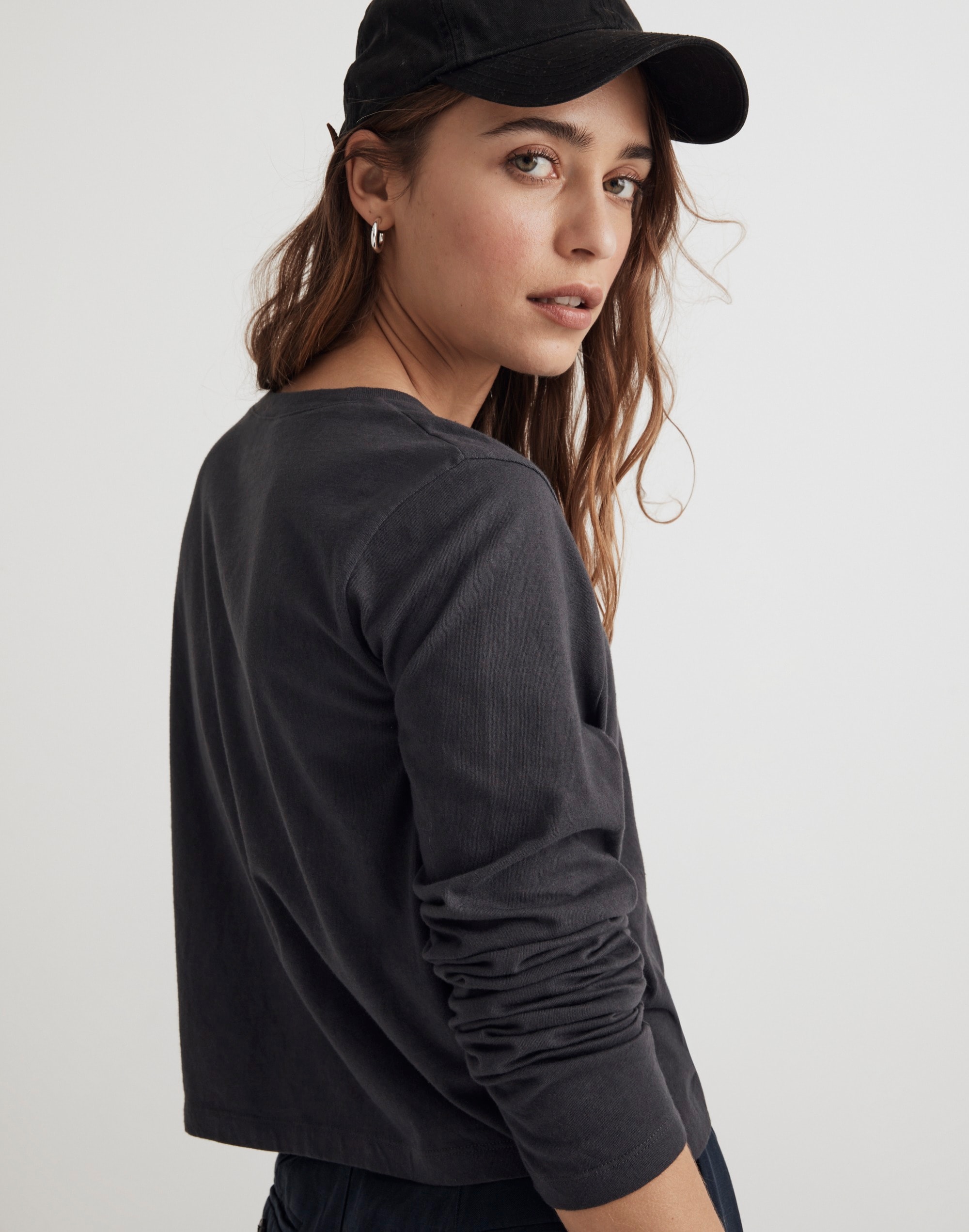 Softfade Cotton Boxy Crop Long-Sleeve Tee | Madewell