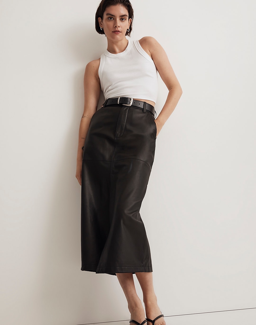 Maternity Faux Leather Midi Skirt