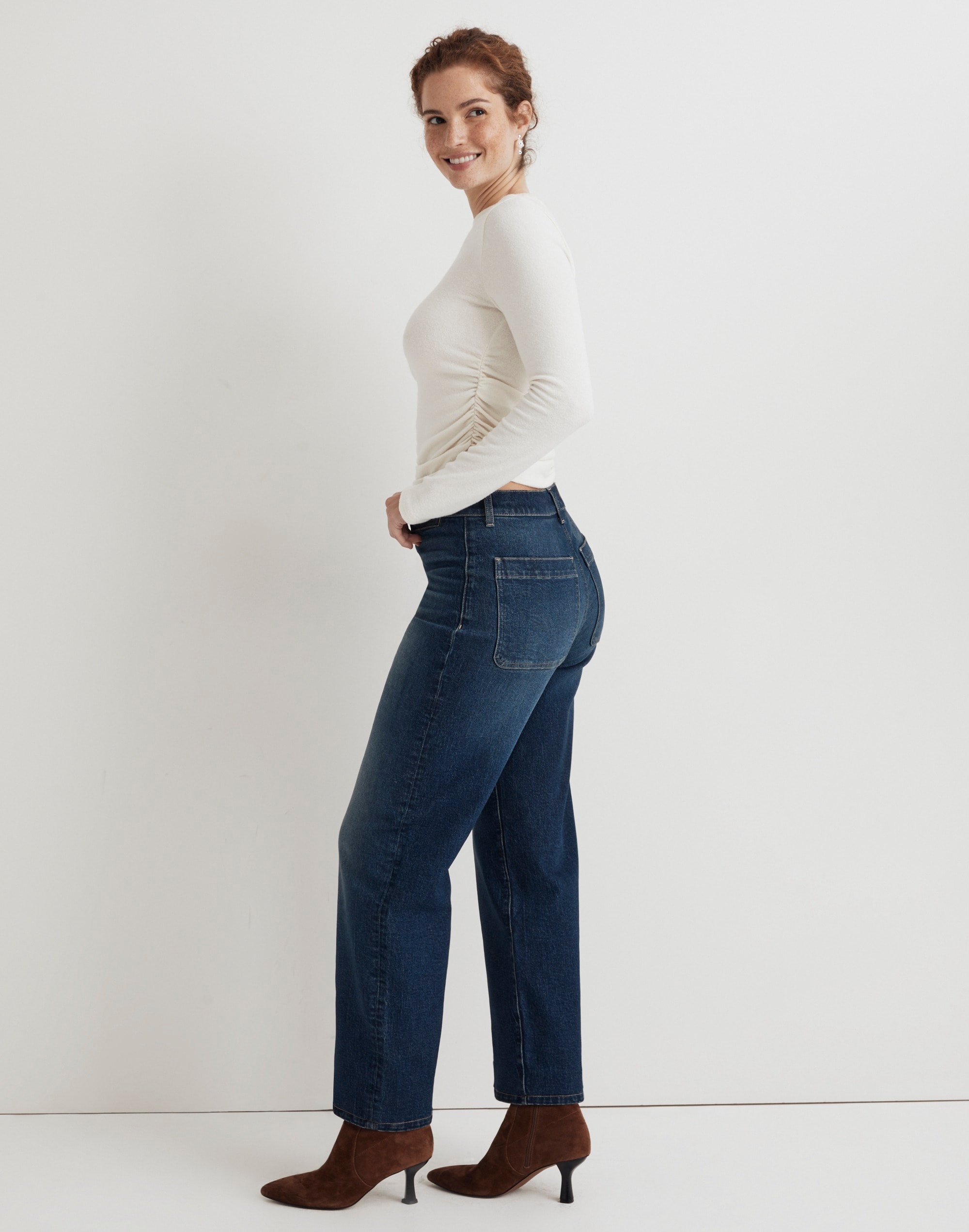 The Curvy Perfect Vintage Wide-Leg Jean Clemens Wash: Button-Front Edition