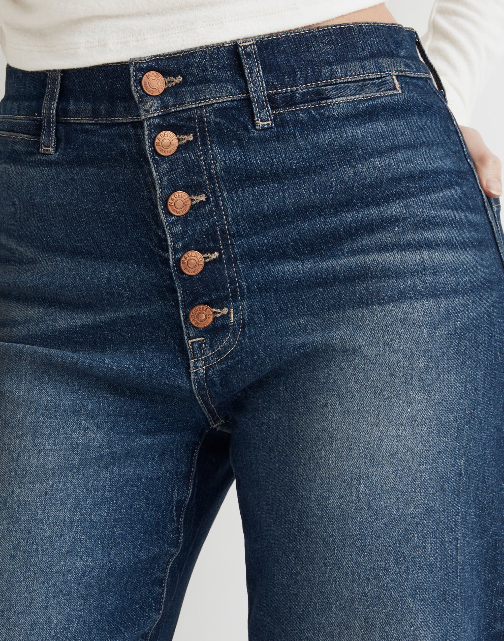 The Curvy Perfect Vintage Wide-Leg Jean Clemens Wash: Button-Front Edition