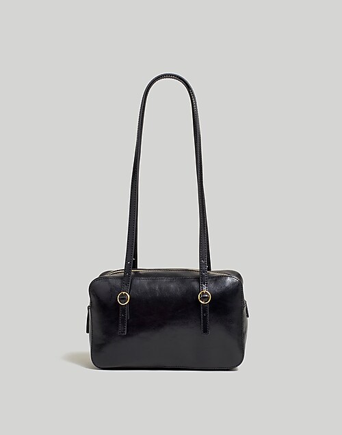 Black Patent Leather Jewel Shoulder Bag