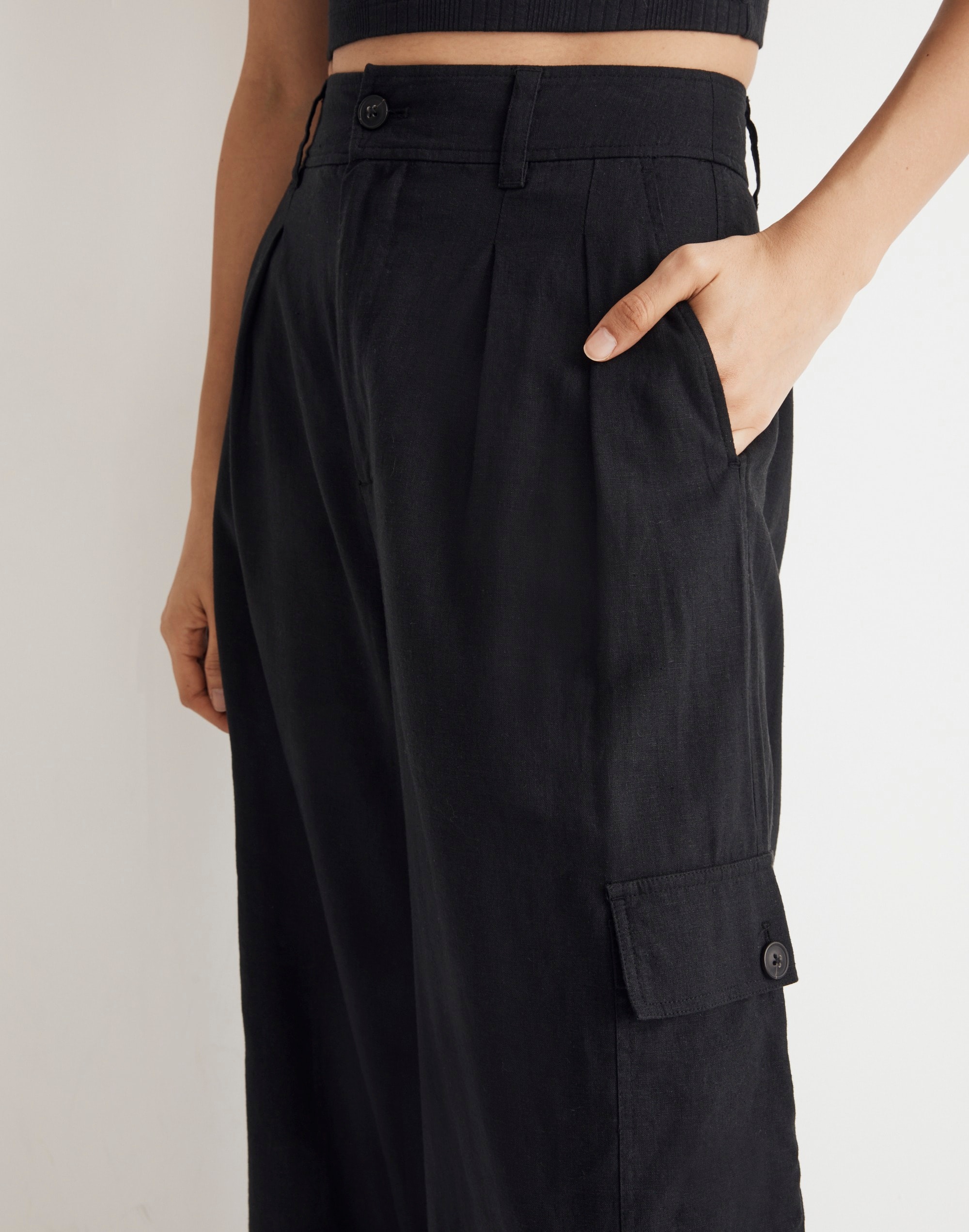 Wide-Leg Cargo Pants in Linen-Blend | Madewell