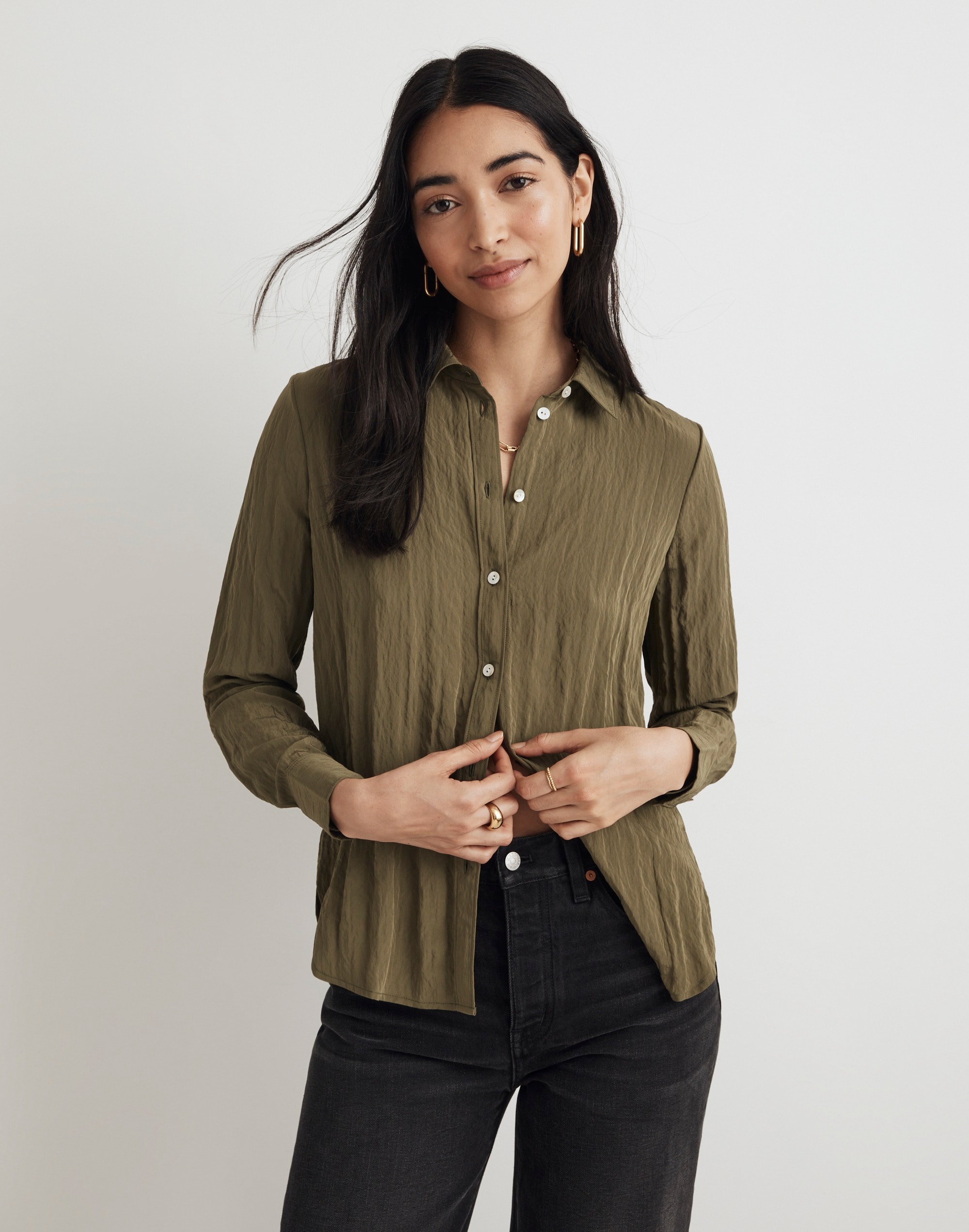 Crinkled Button-Up Shirt | Madewell