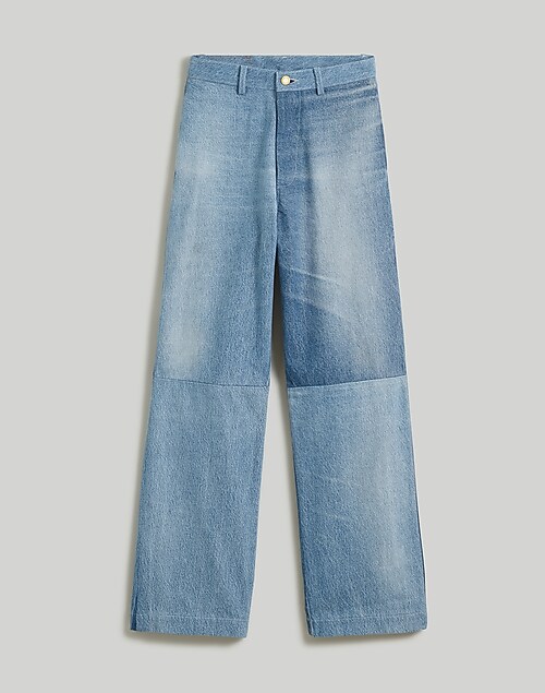 Denim Pull-On High-Rise Wide-Leg Crop Pants in Ashgrove Wash