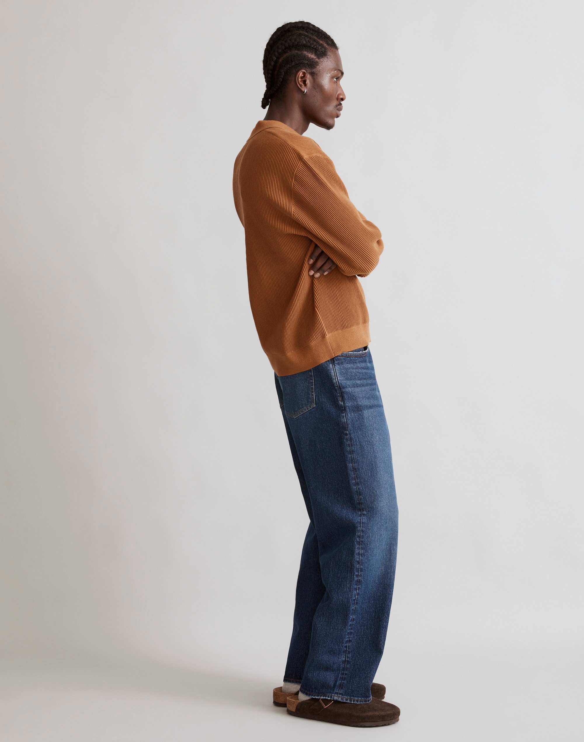 Johnny-Collar Long-Sleeve Sweater Polo | Madewell