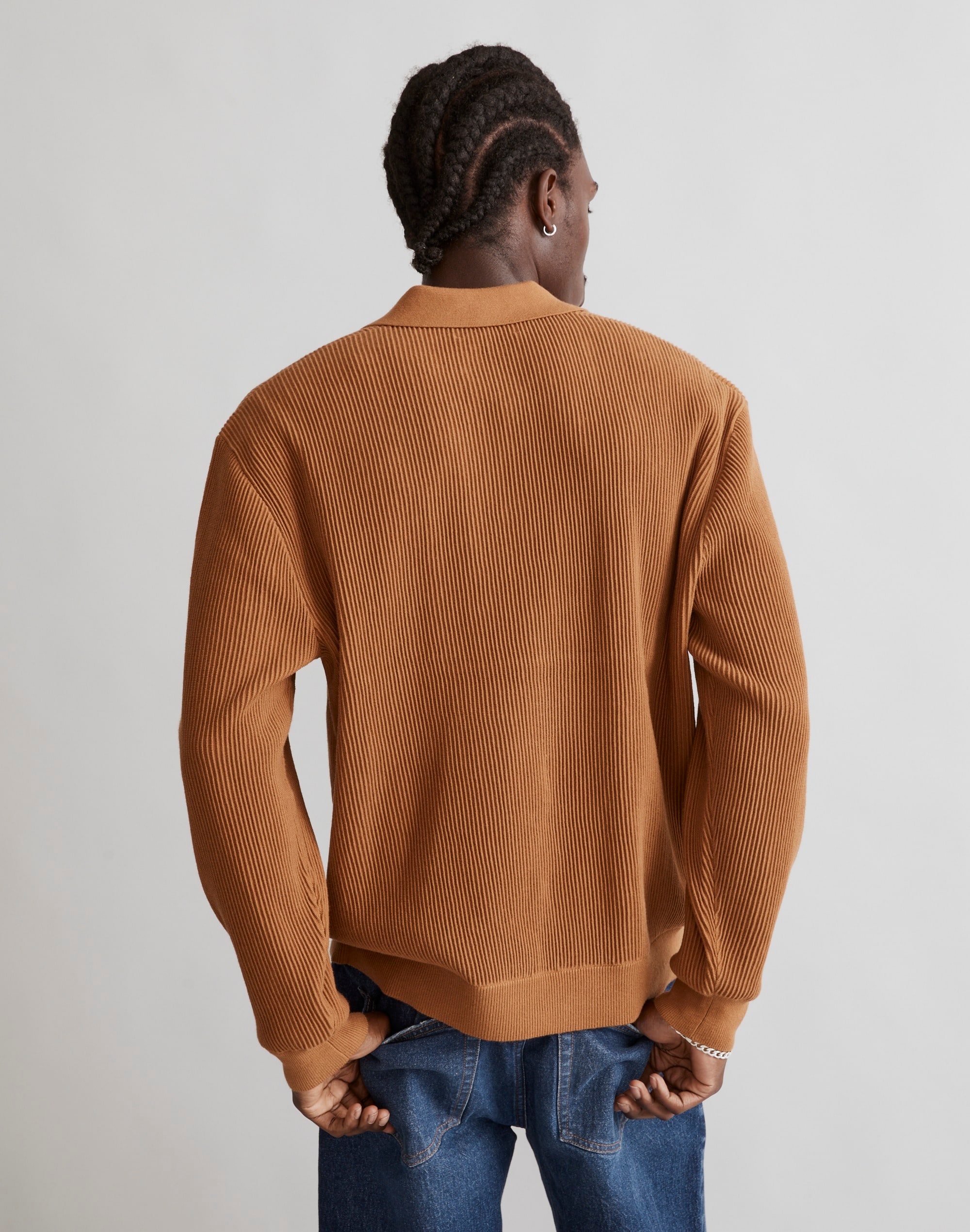 Johnny-Collar Long-Sleeve Sweater Polo | Madewell