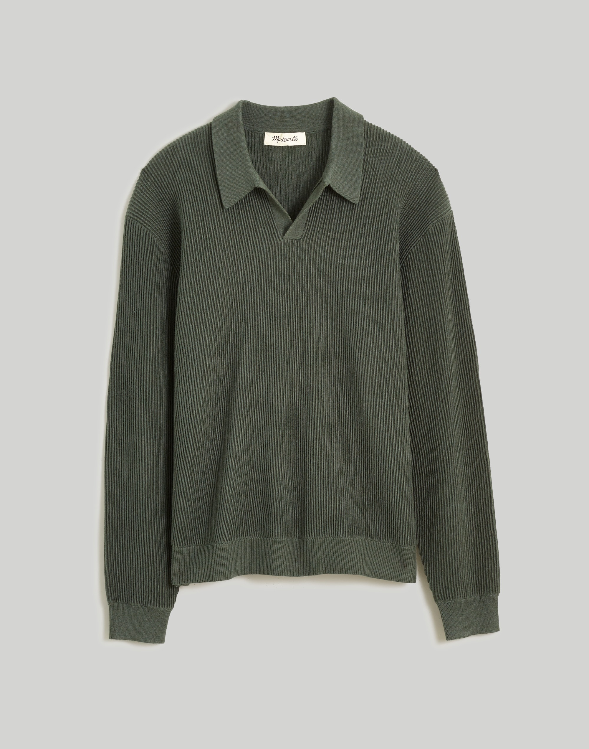 Johnny-Collar Long-Sleeve Sweater Polo