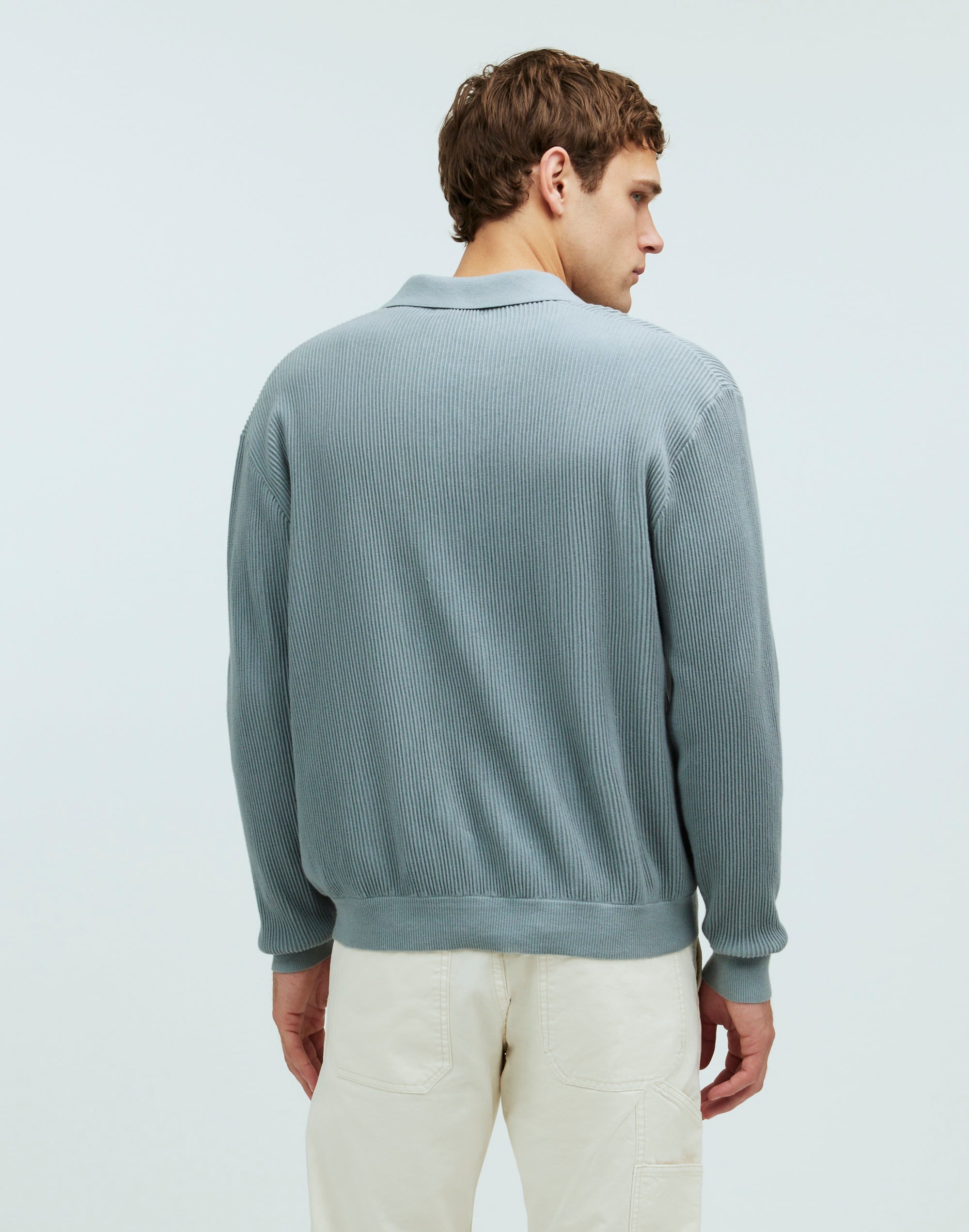 Johnny-Collar Long-Sleeve Sweater Polo | Madewell