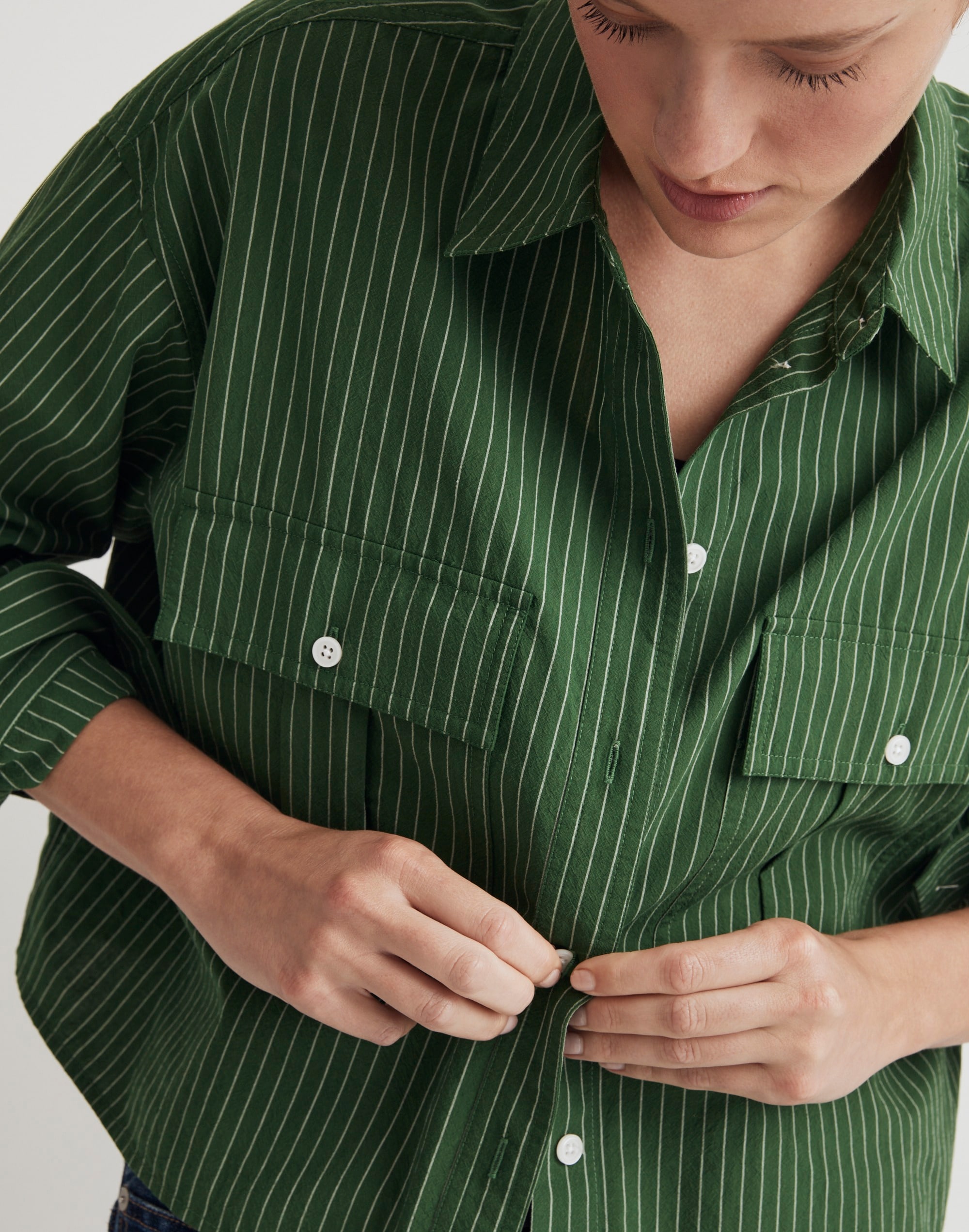 Signature Poplin Cargo Button-Up Shirt in Stripe | Madewell