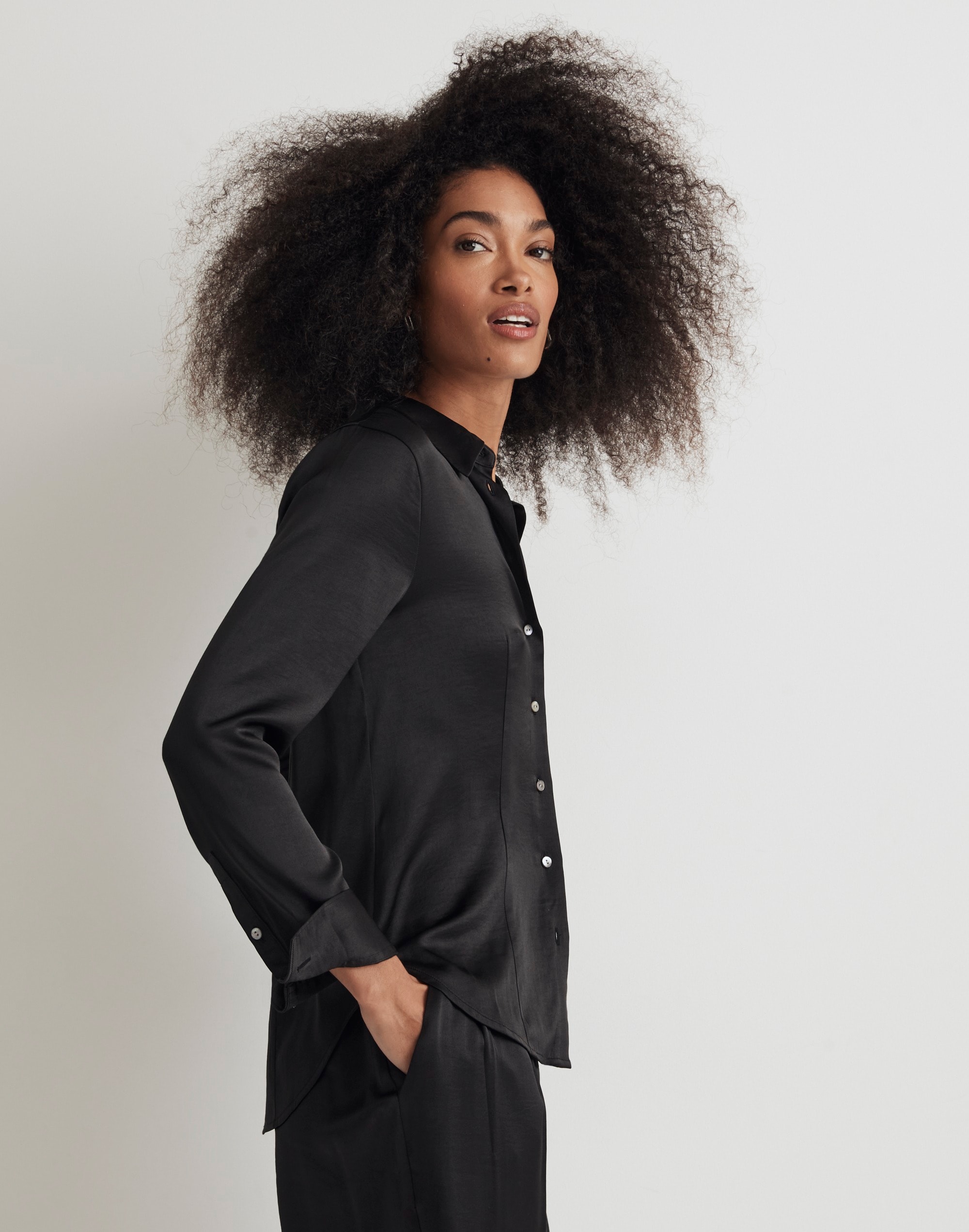 Darted Button-Up Shirt Satin | Madewell