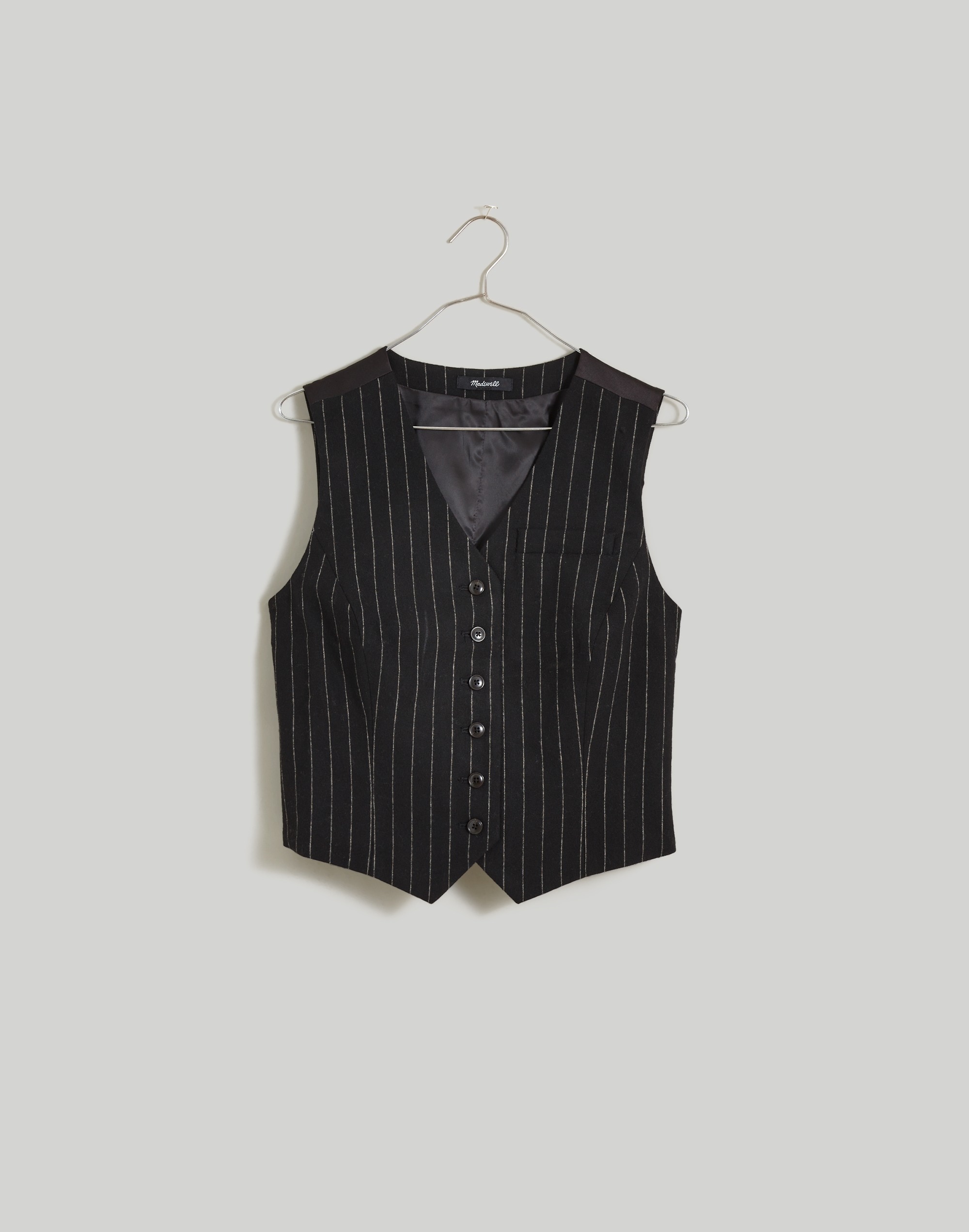 Wool Button-Front Vest Pinstripe | Madewell