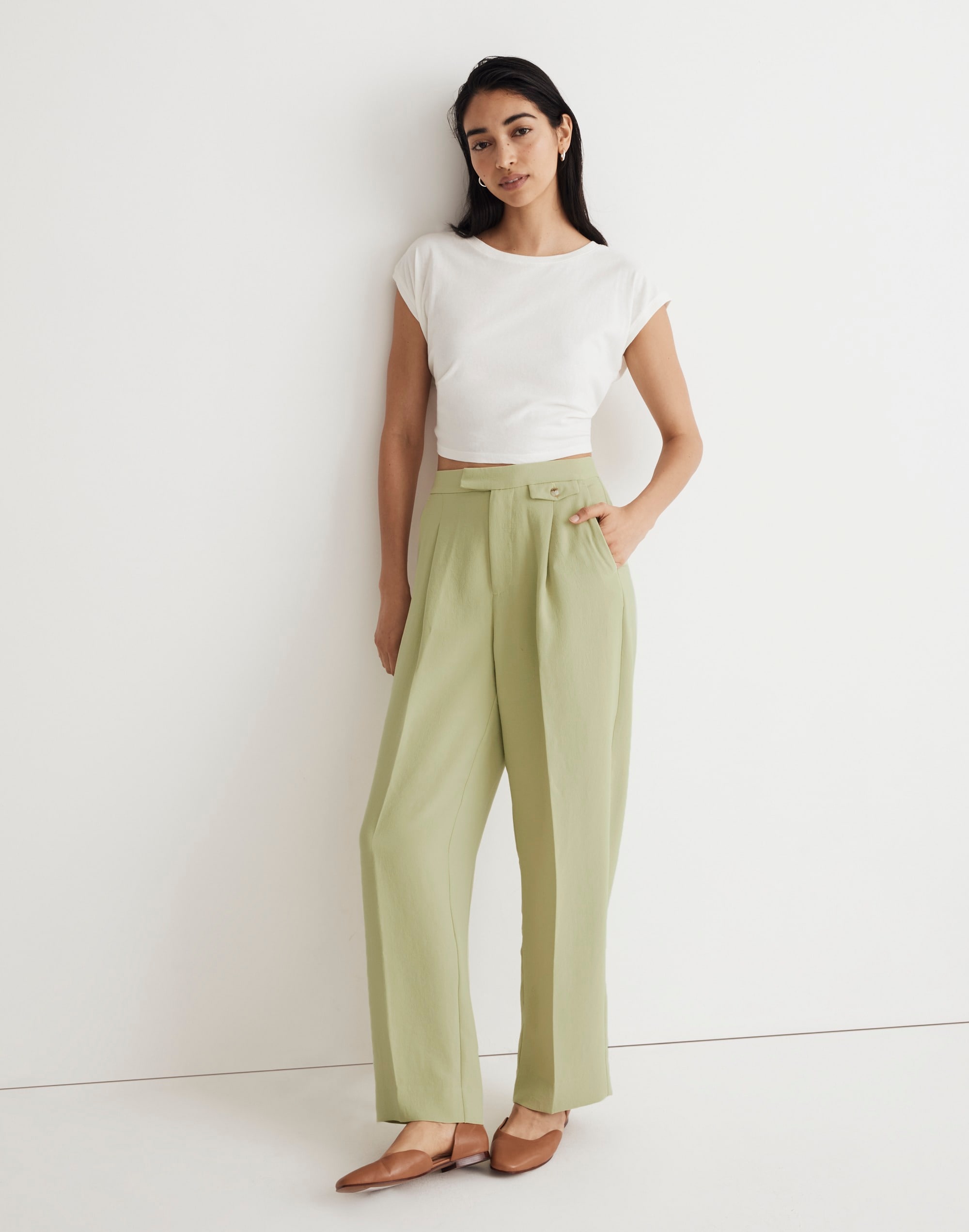 Mw The Rosedale High-rise Straight Pant In Blanched Olive
