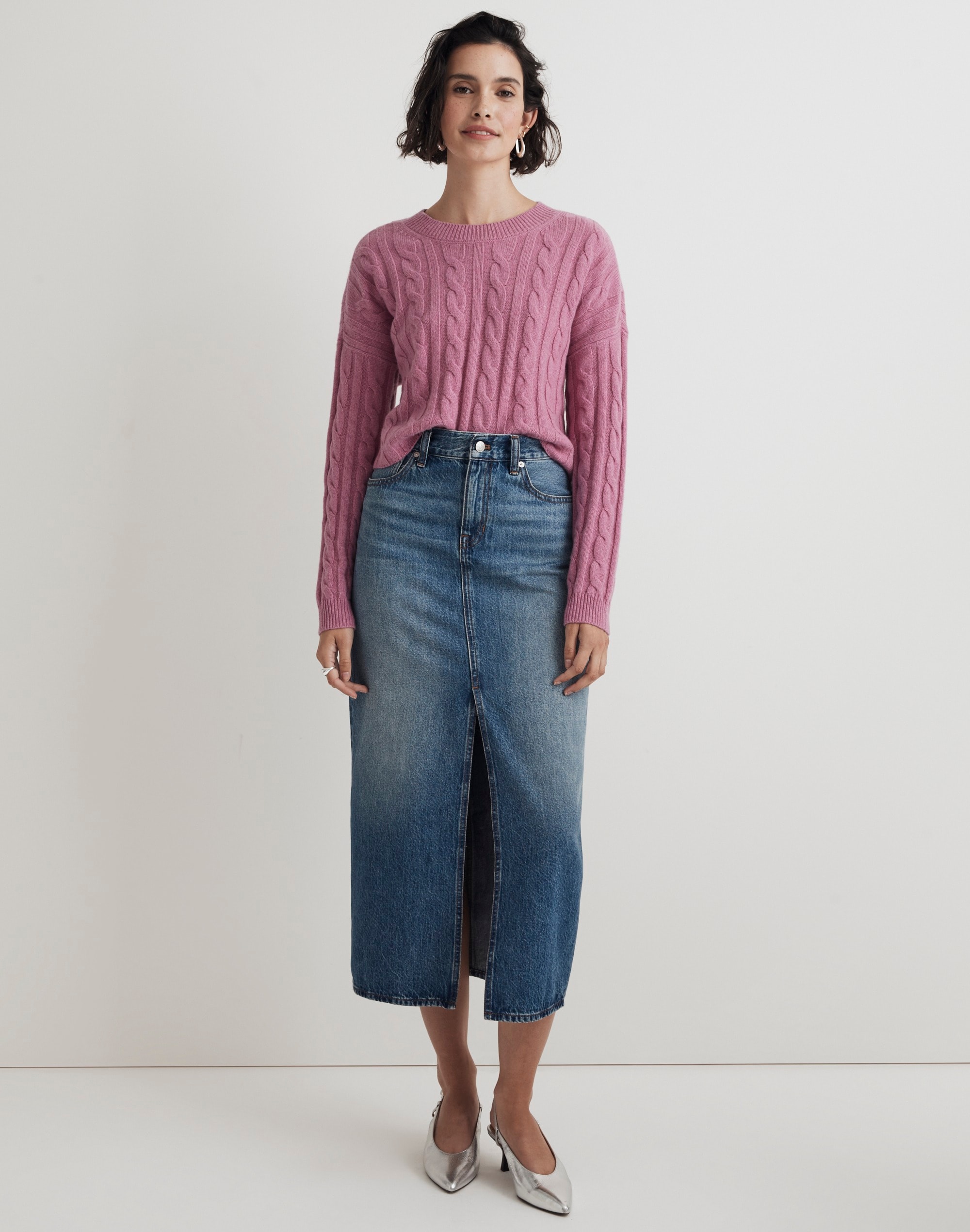 (Re)sourced Cashmere Cable-Knit Crop Sweater