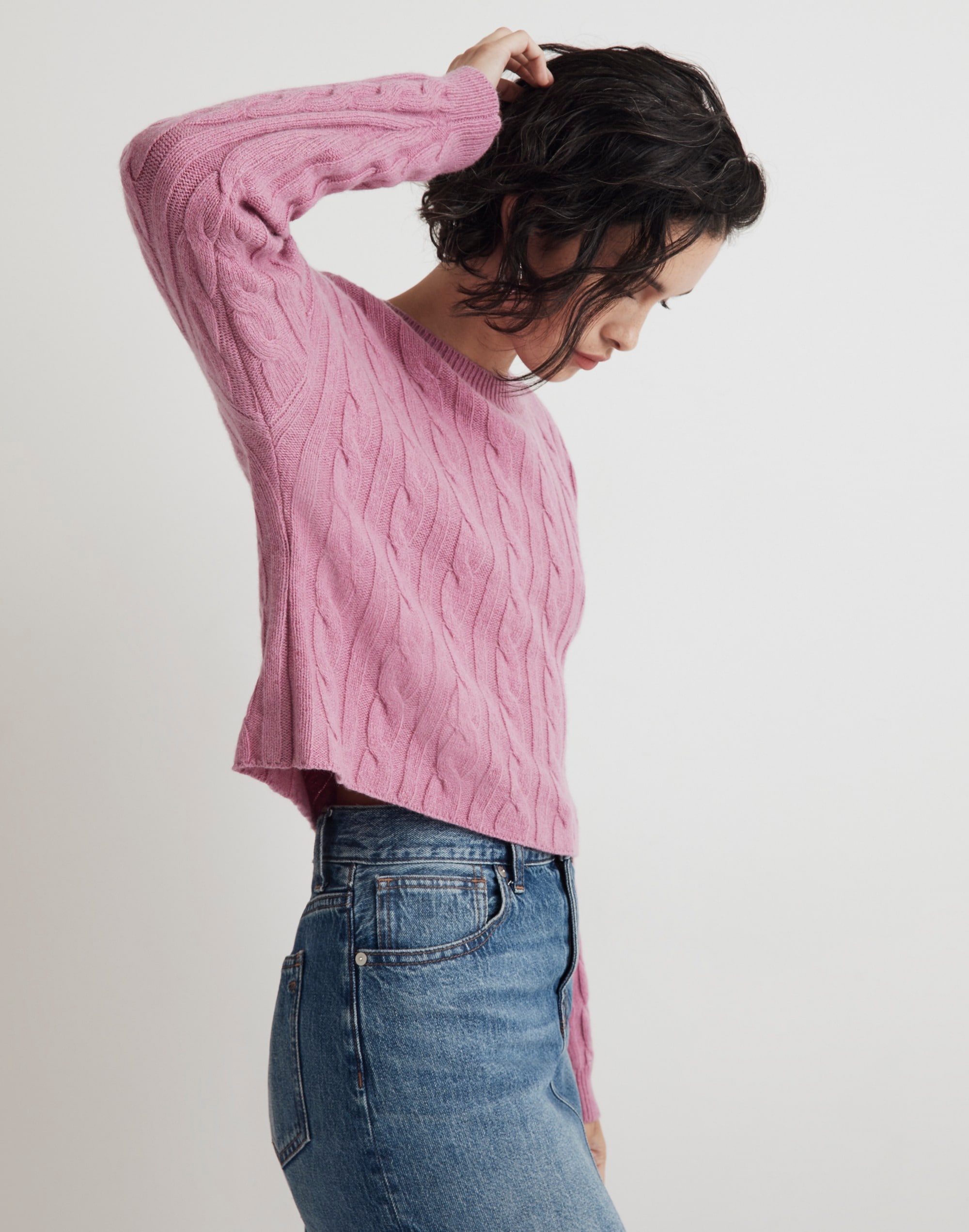 (Re)sourced Cashmere Cable-Knit Crop Sweater | Madewell