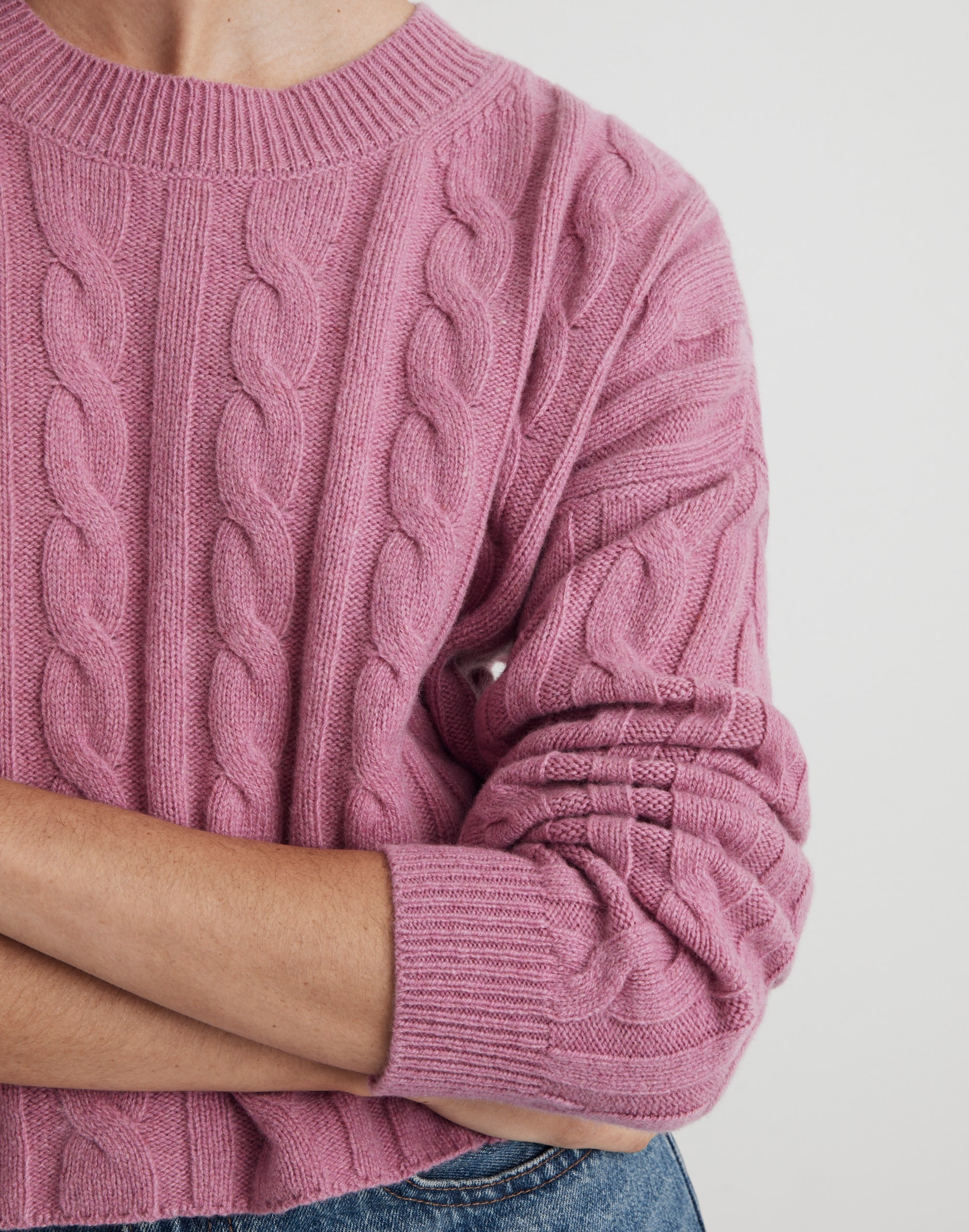 (Re)sourced Cashmere Cable-Knit Crop Sweater | Madewell