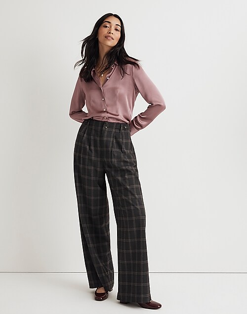 The Tall Harlow Wide-Leg Pant in Plaid