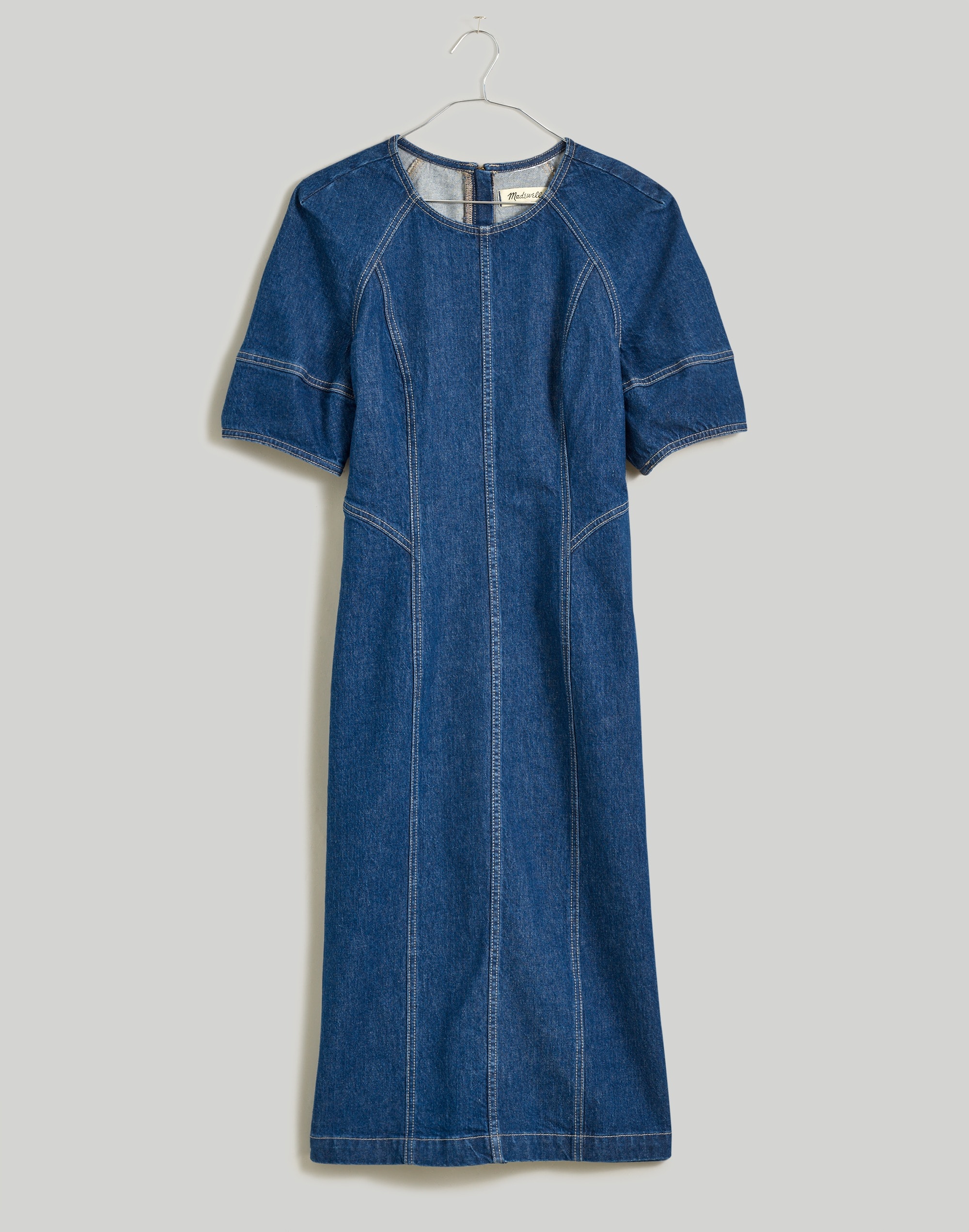 Denim Puff-Sleeve Midi Dress Allister Wash