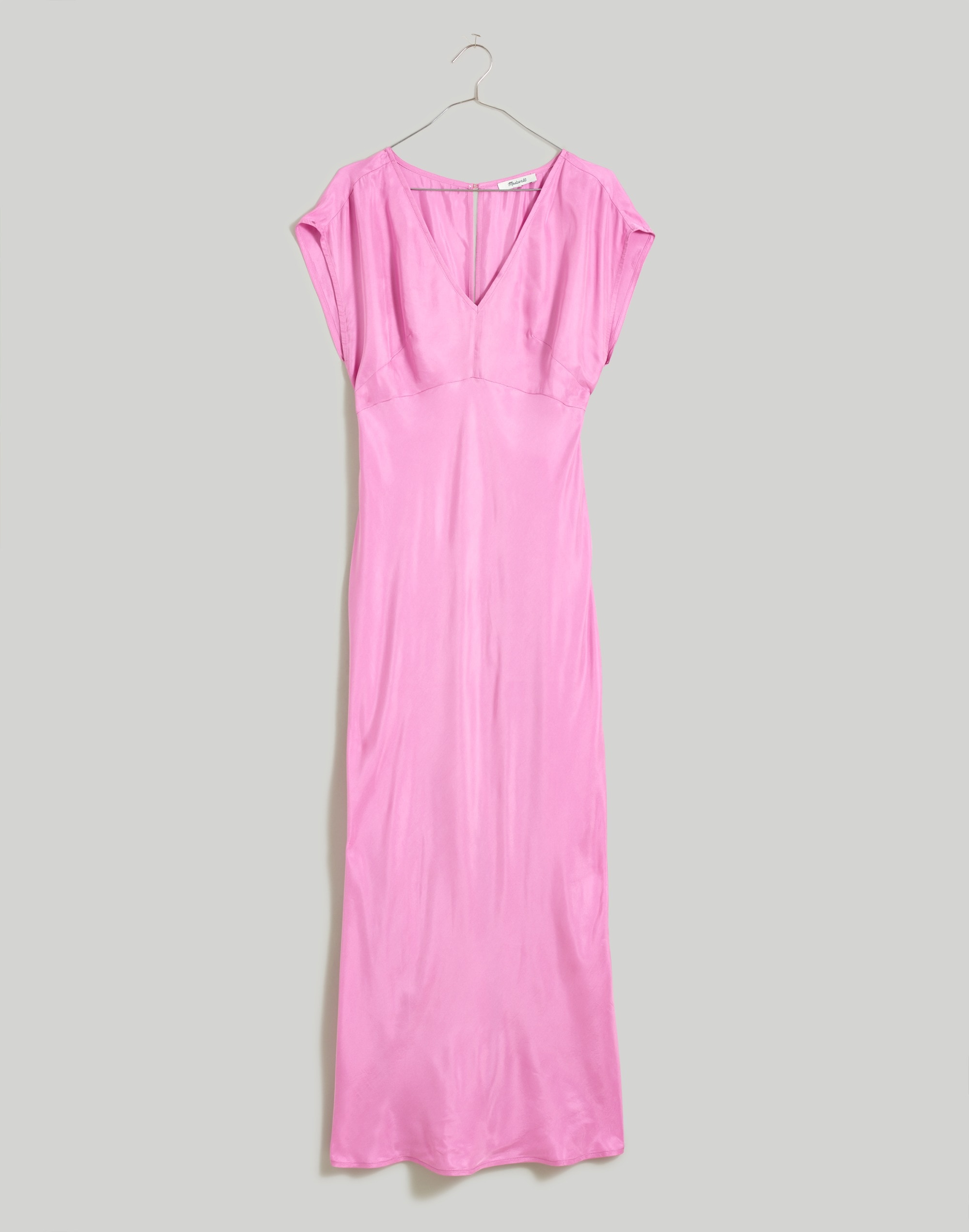 Wide V-Neck Midi Dress in Cupro-Blend