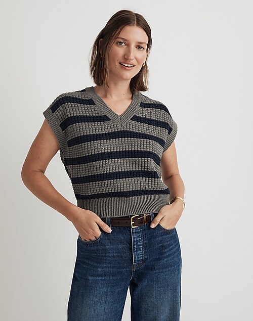 Waffle-Knit Sweater Vest