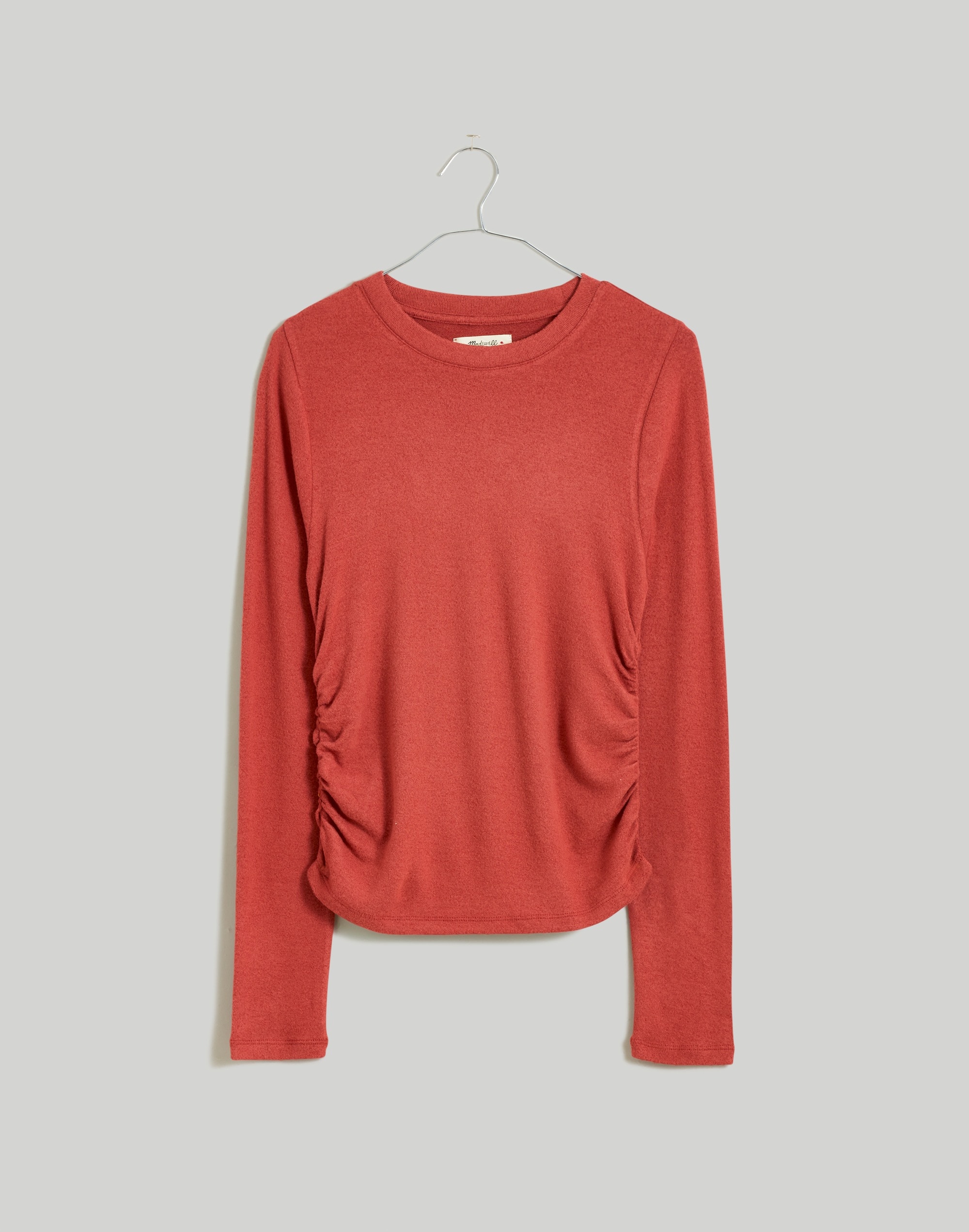 Brushed Jersey Ruched Long-Sleeve Tee | Madewell