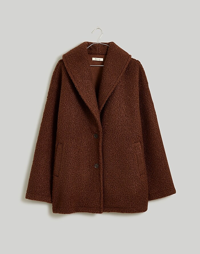 Topman teddy fleece coat in brown