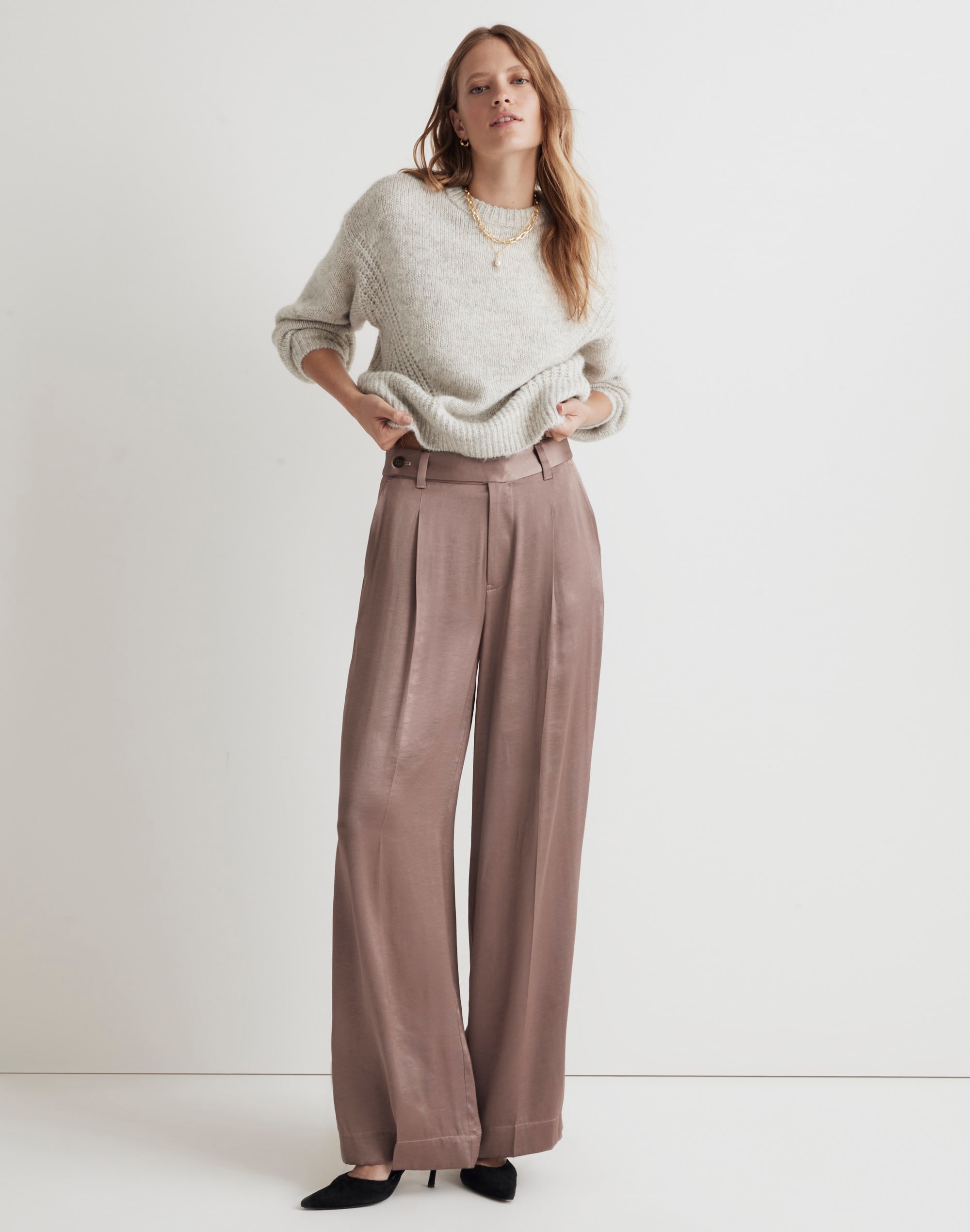 The Harlow Wide-Leg Pant Satin | Madewell