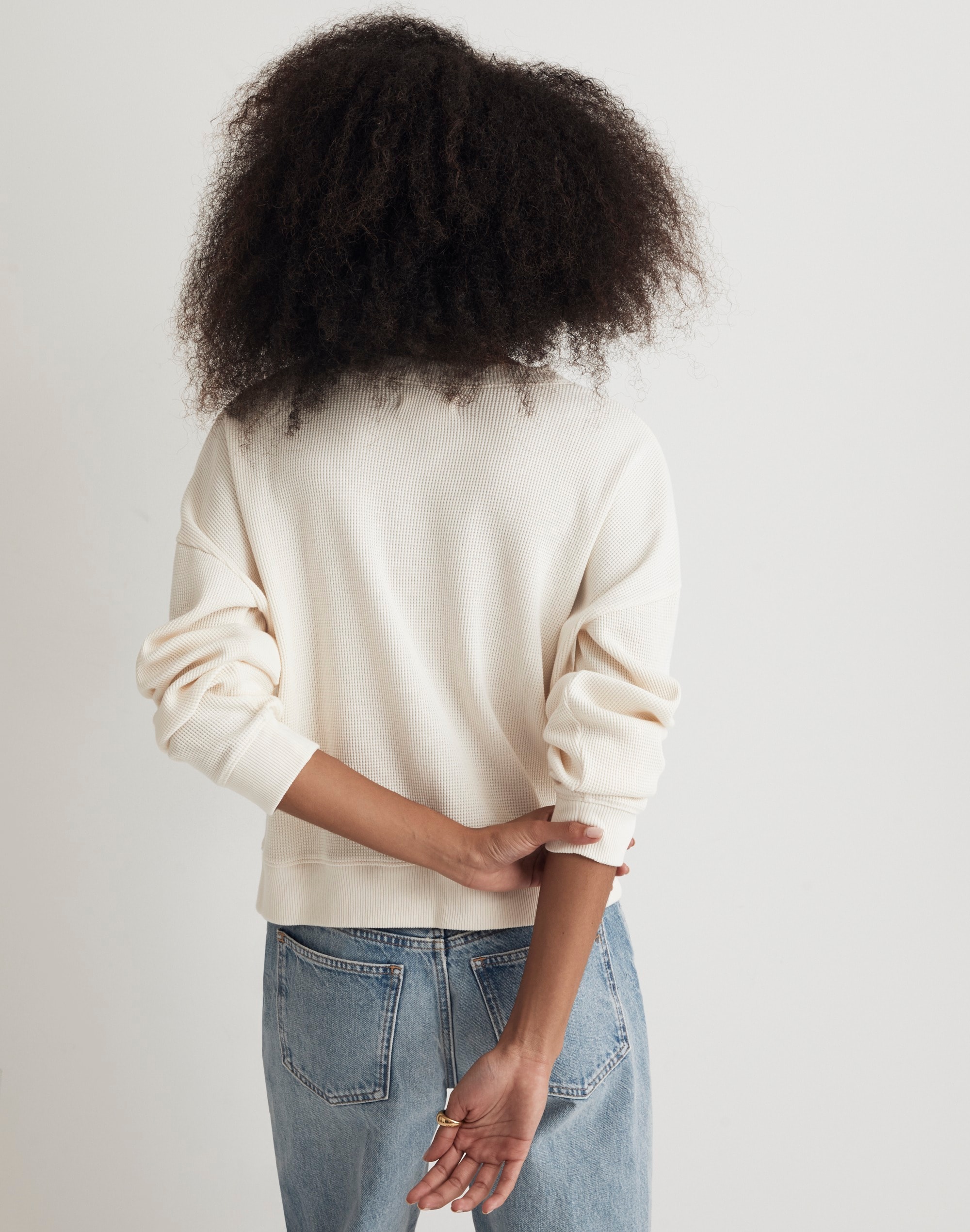 Waffle Knit Boxy Sweatshirt Tee | Madewell