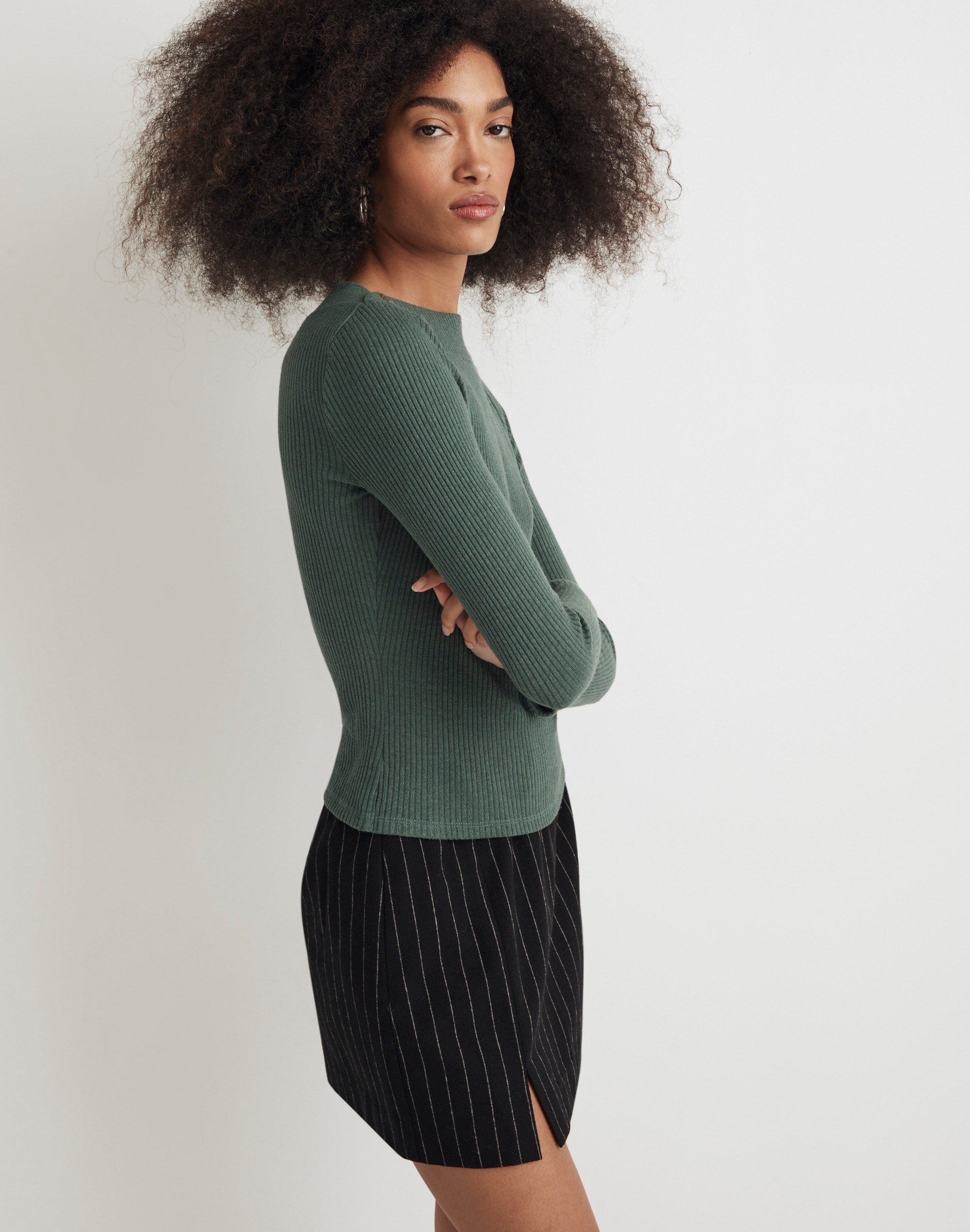 Boatneck Button Long-Sleeve Top | Madewell