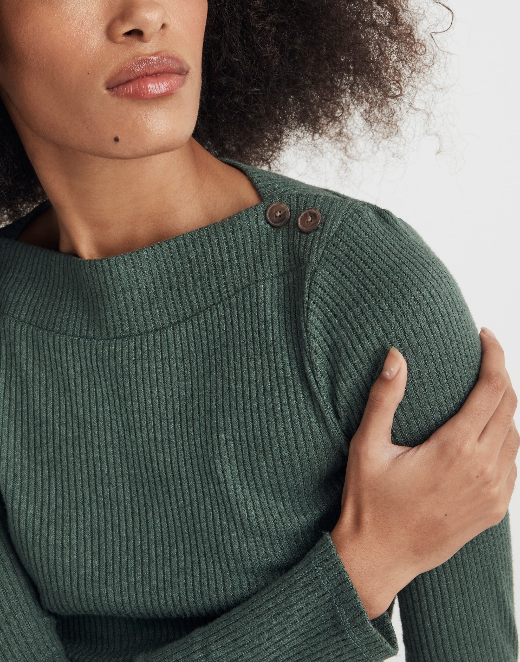 Boatneck Button Long-Sleeve Top | Madewell