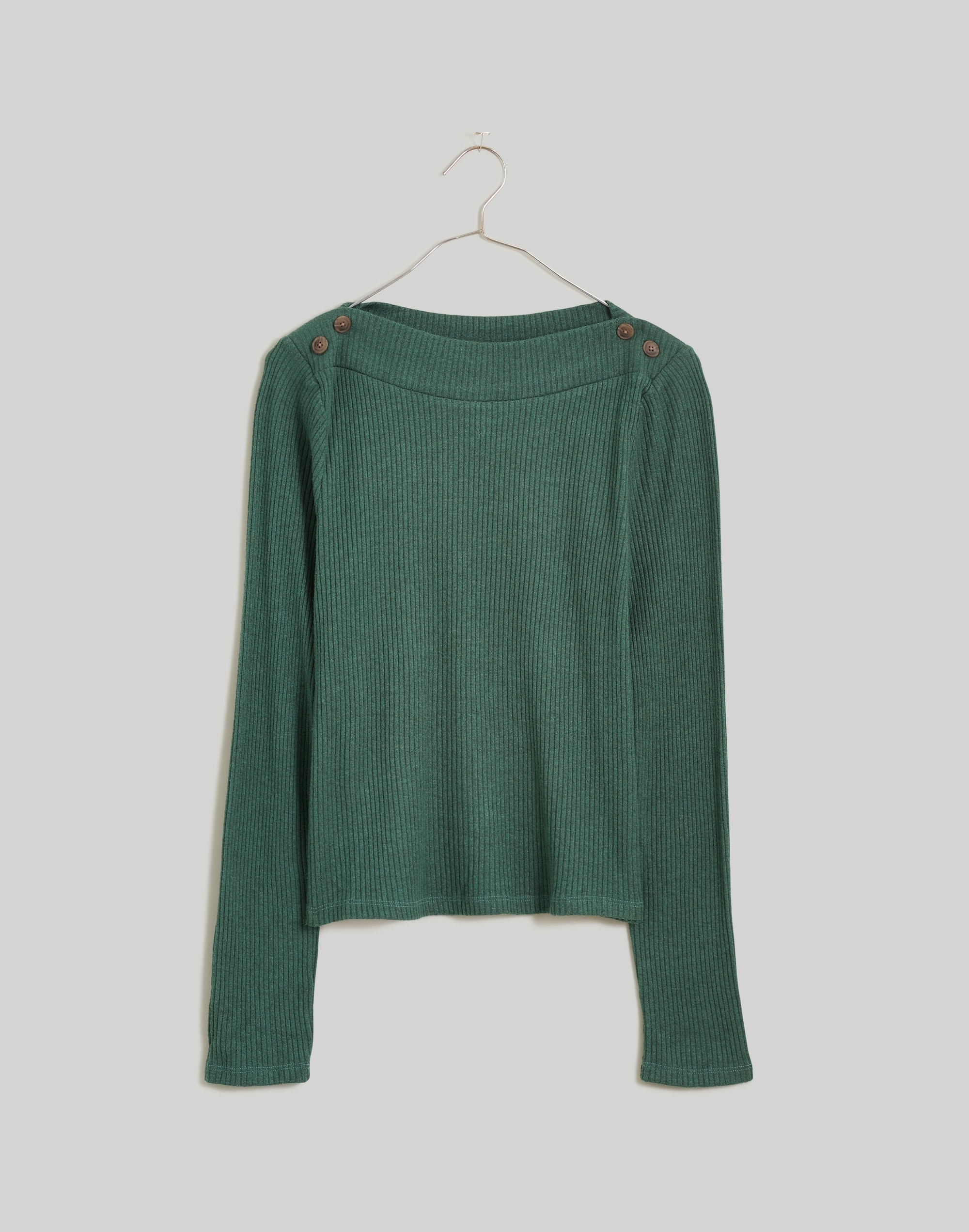 Boatneck Button Long-Sleeve Top | Madewell