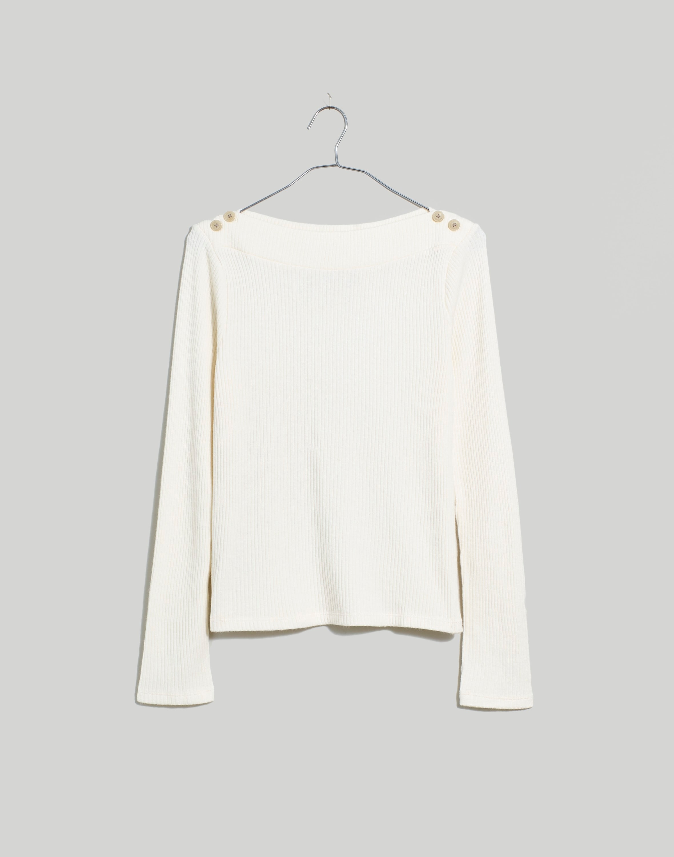 Boatneck Button Long-Sleeve Top | Madewell