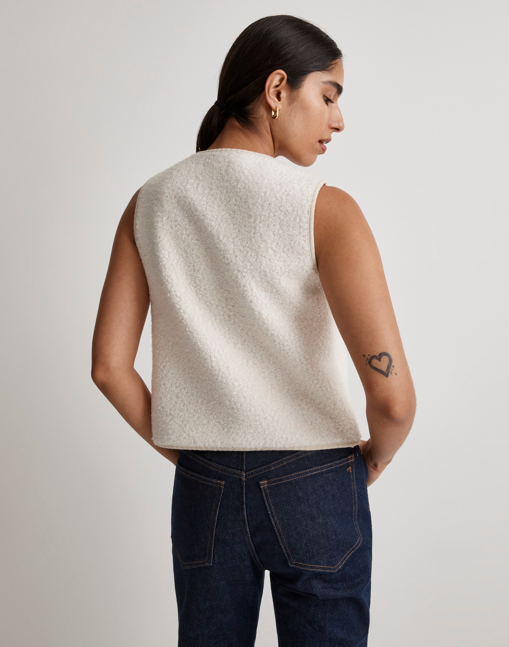 Pebbled Faux Shearling Button-Front Vest | Madewell