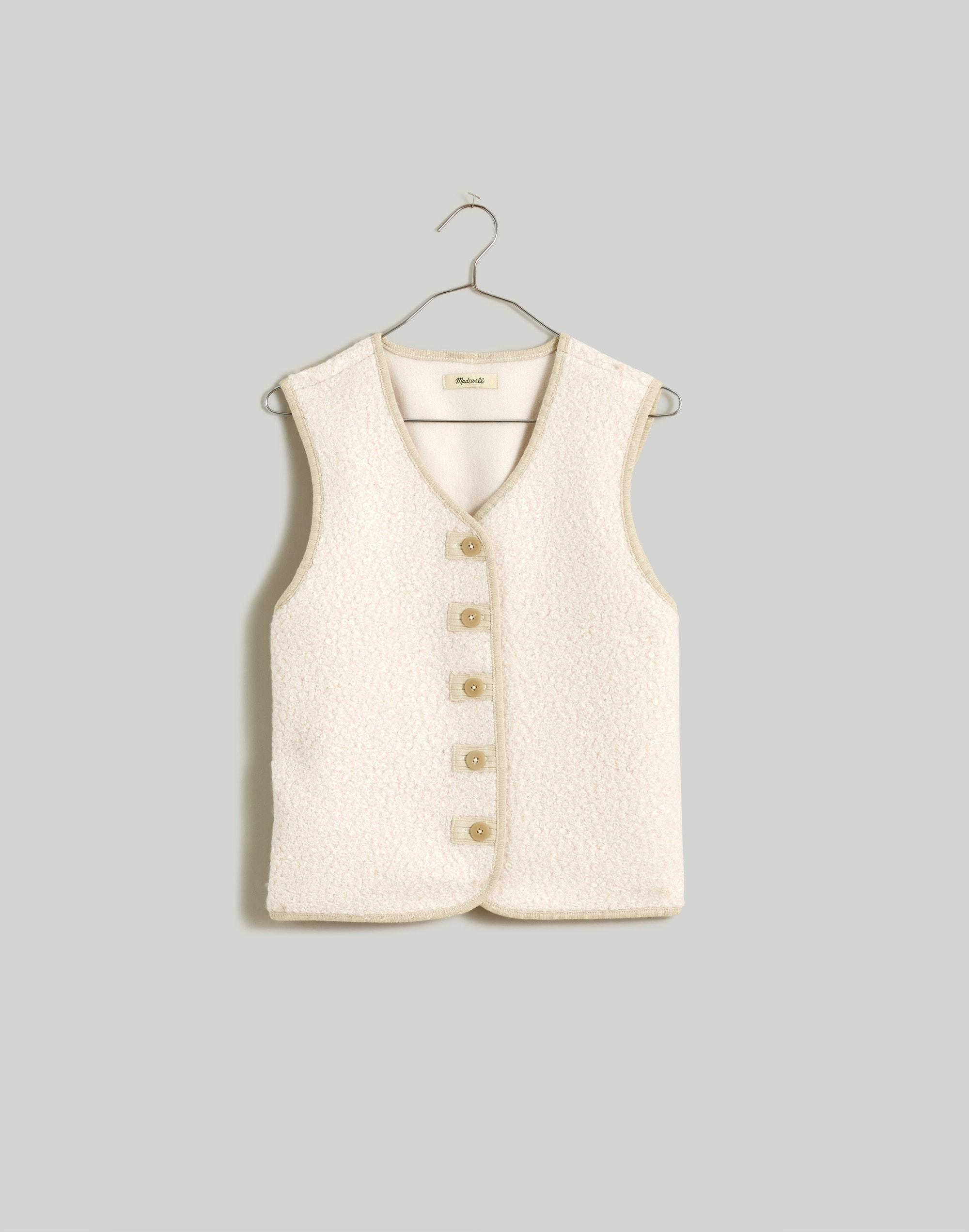 Pebbled Faux Shearling Button-Front Vest | Madewell