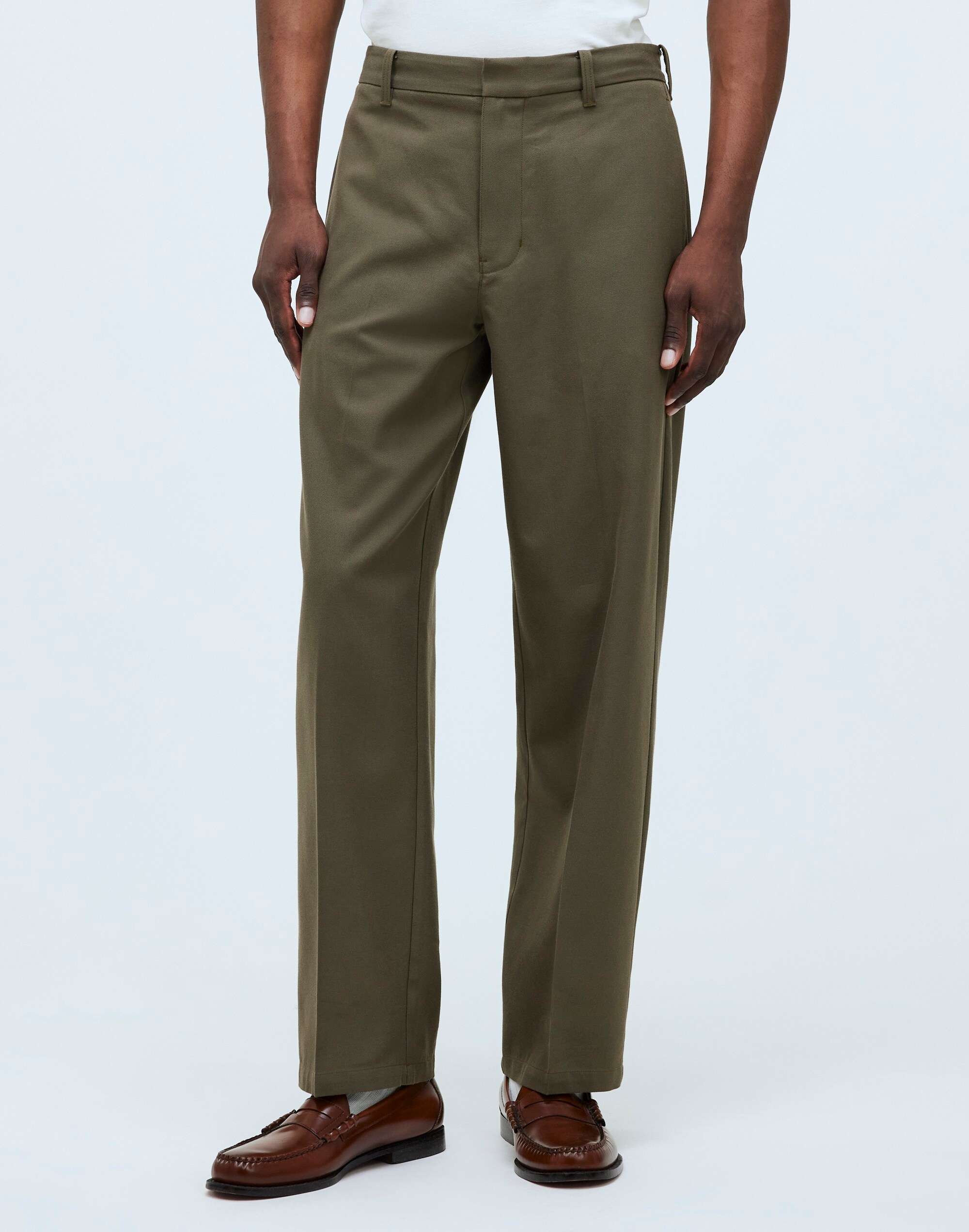 Shop Mw Cotton-wool Blend Trousers In Capers