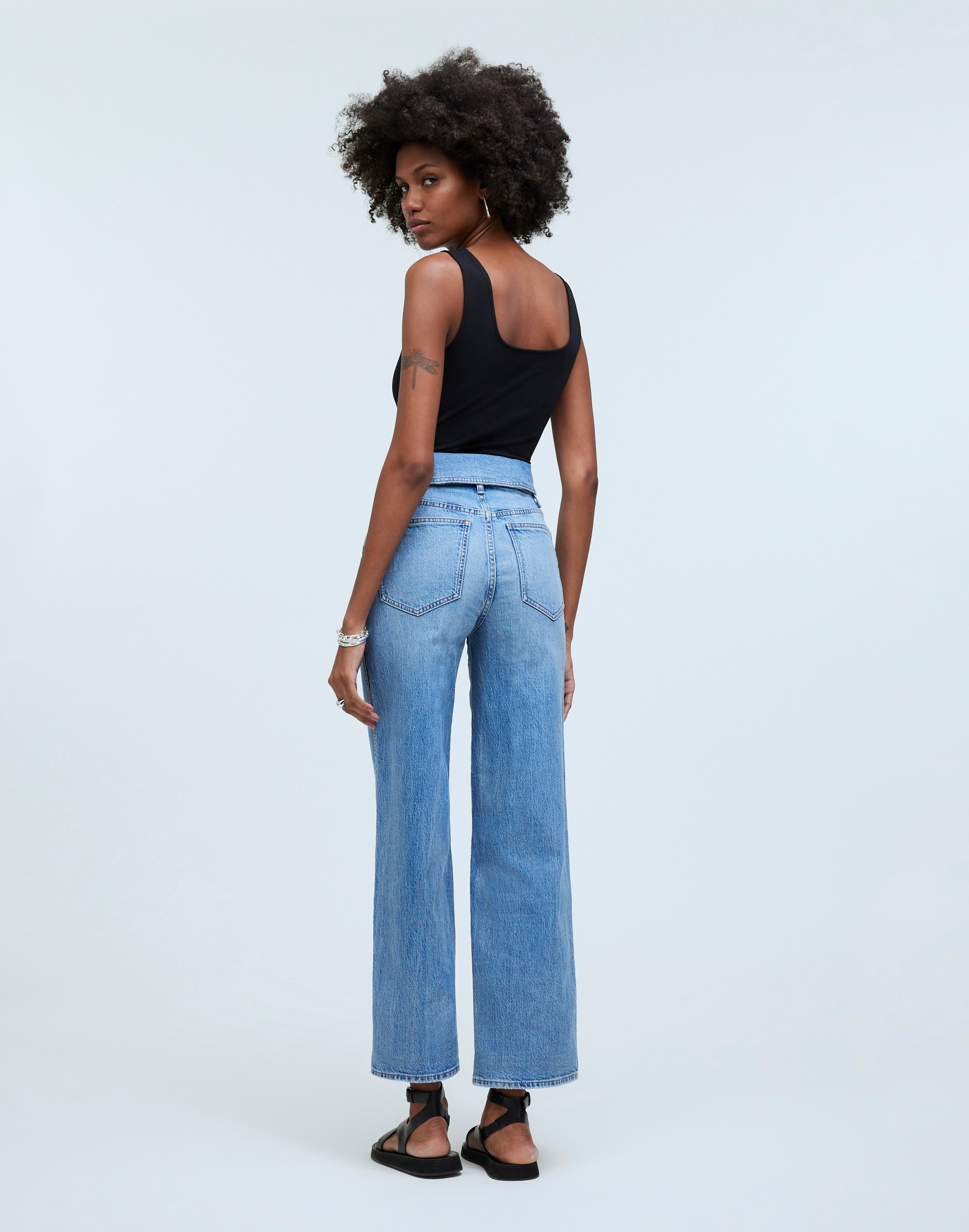The Perfect Vintage Wide-Leg Crop Jean Pickford Wash: Foldover-Waist Edition