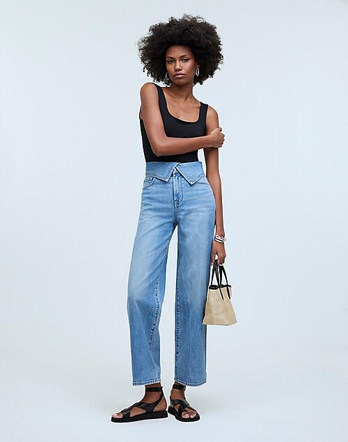 The Tall Perfect Vintage Wide-Leg Crop Jean in Pickford Wash: Foldover-Waist  Edition